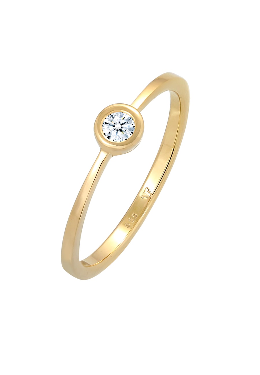 Elli DIAMONDS Verlobung Solitär Diamant 0.06 ct. 585 Gelbgold 54 Damen