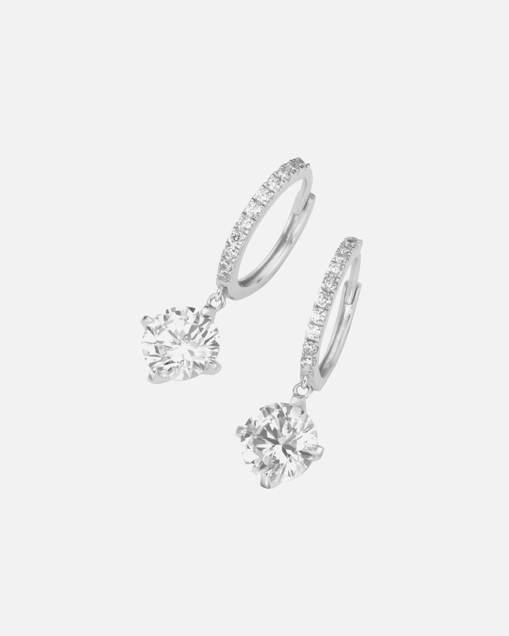 Ohrringe für Weiblich Smart Jewel Klappcreolen mit Behang, weiße Zirkonia, Silber 925 Onesize