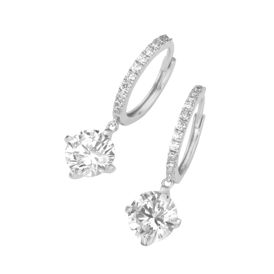 Smart Jewel Klappcreolen mit Behang, weiße Zirkonia, Silber 925 Onesize Damen