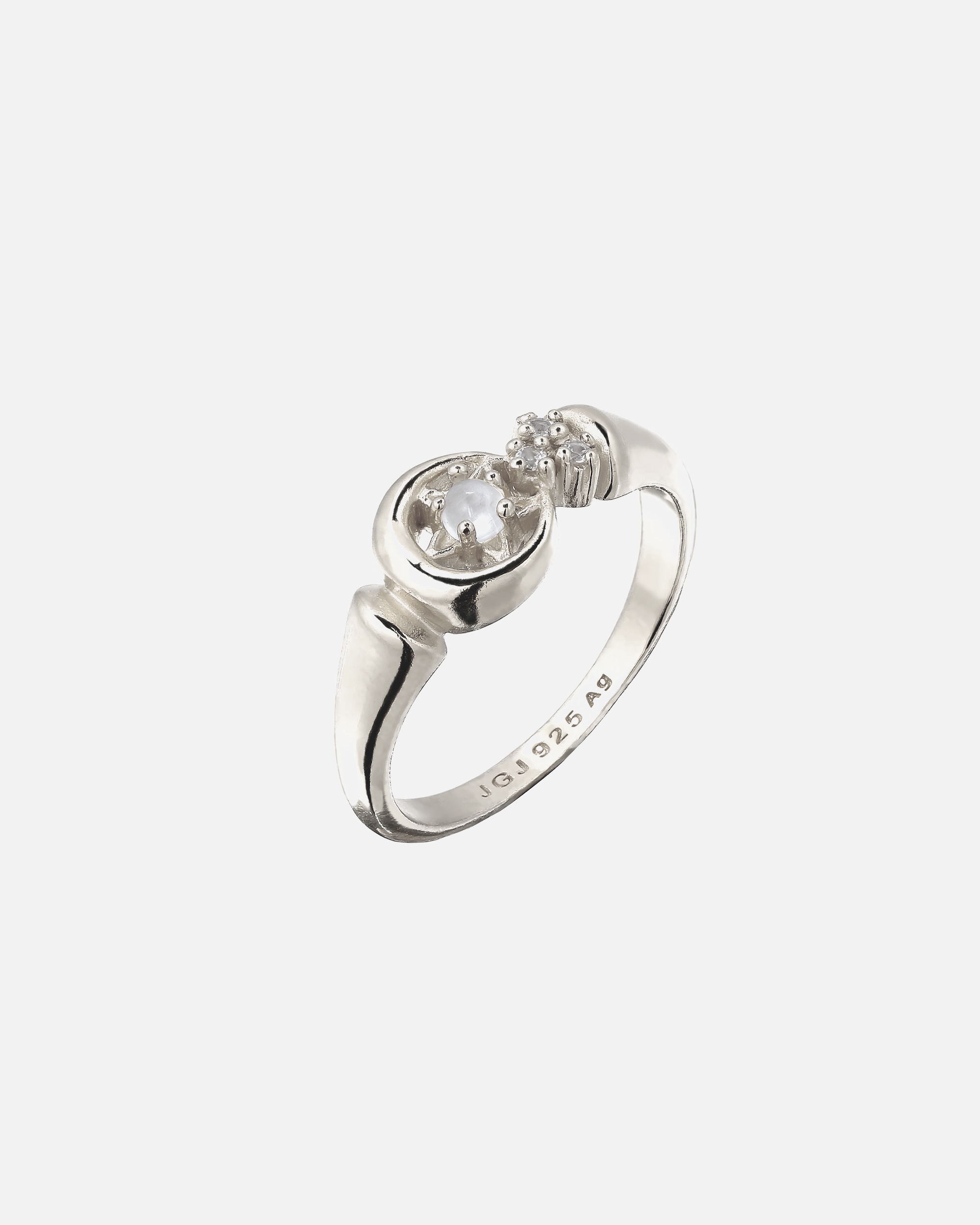 Ring für Männlich KUZZOI Stern Mondstein Regenbogen 925 Sterling Silber 64