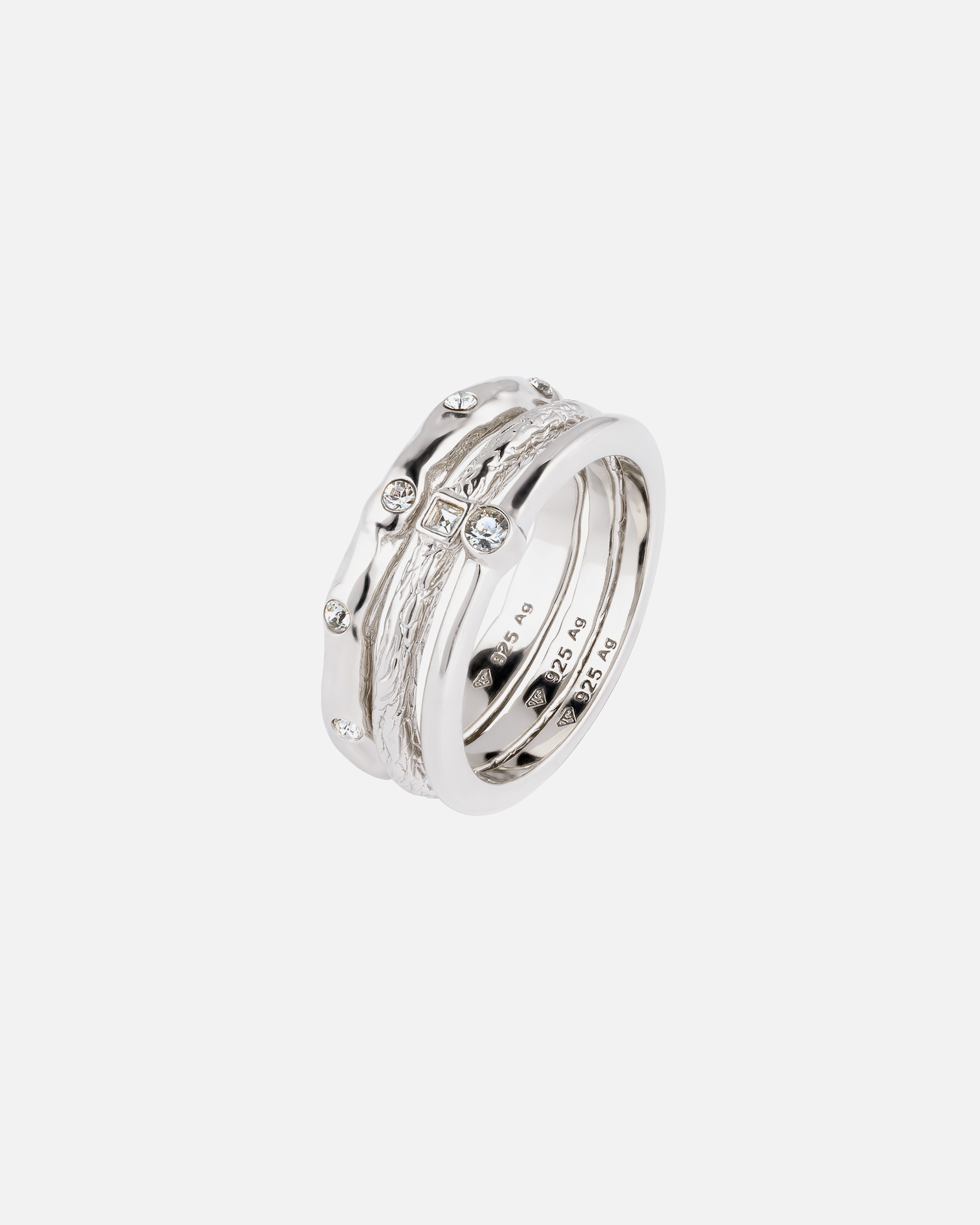 Ring für Weiblich Elli Weiß 3er Set 925 Sterling Silber, mit Kristallen von Swarovski® 52