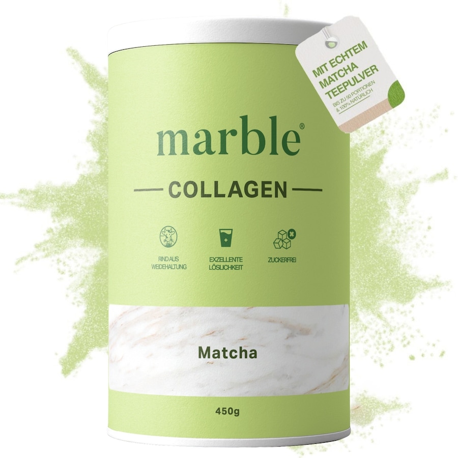 marble Collagen – Matcha | Kollagenpeptide mit 10 % Matcha-Pulver 450 g Grau