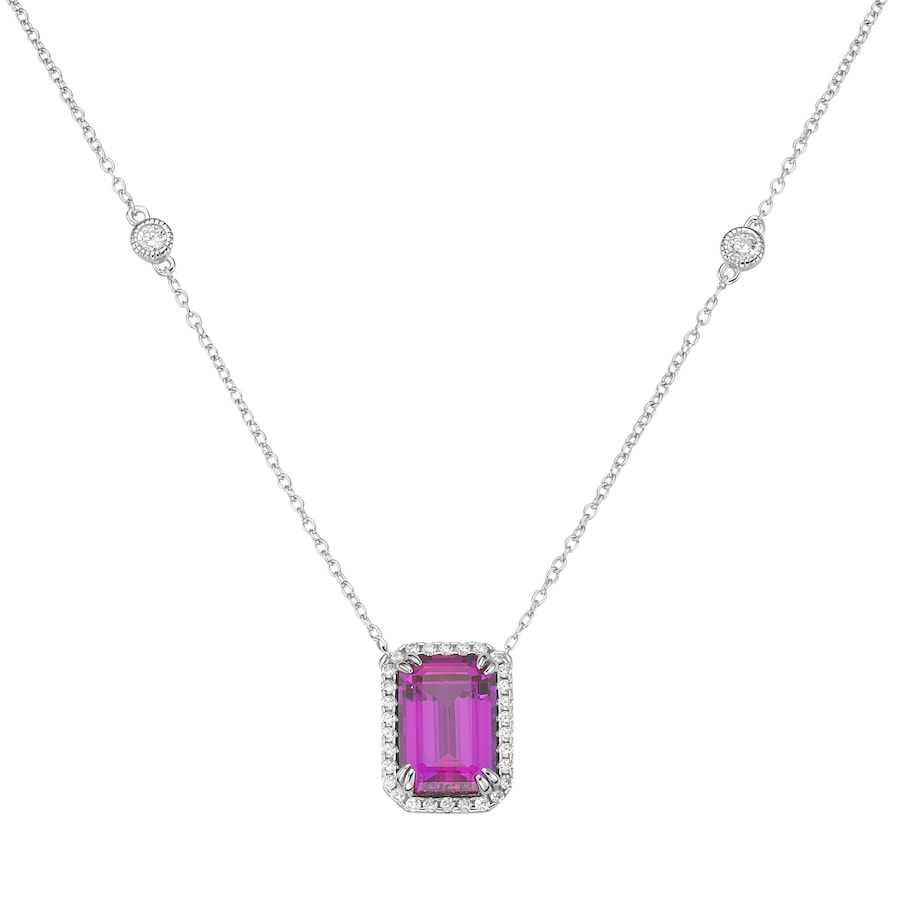 Giorgio Martello Milano Collier mit Zirkonia, Silber 925 Pink Violett