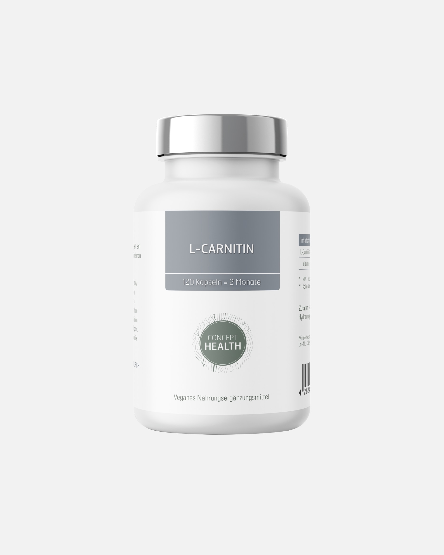 Nahrungsergänzung Energie & Fokus für Unisex CONCEPT HEALTH Default Brand Line L-CARNITIN – Aminosäure in reiner Form 120 Kapseln