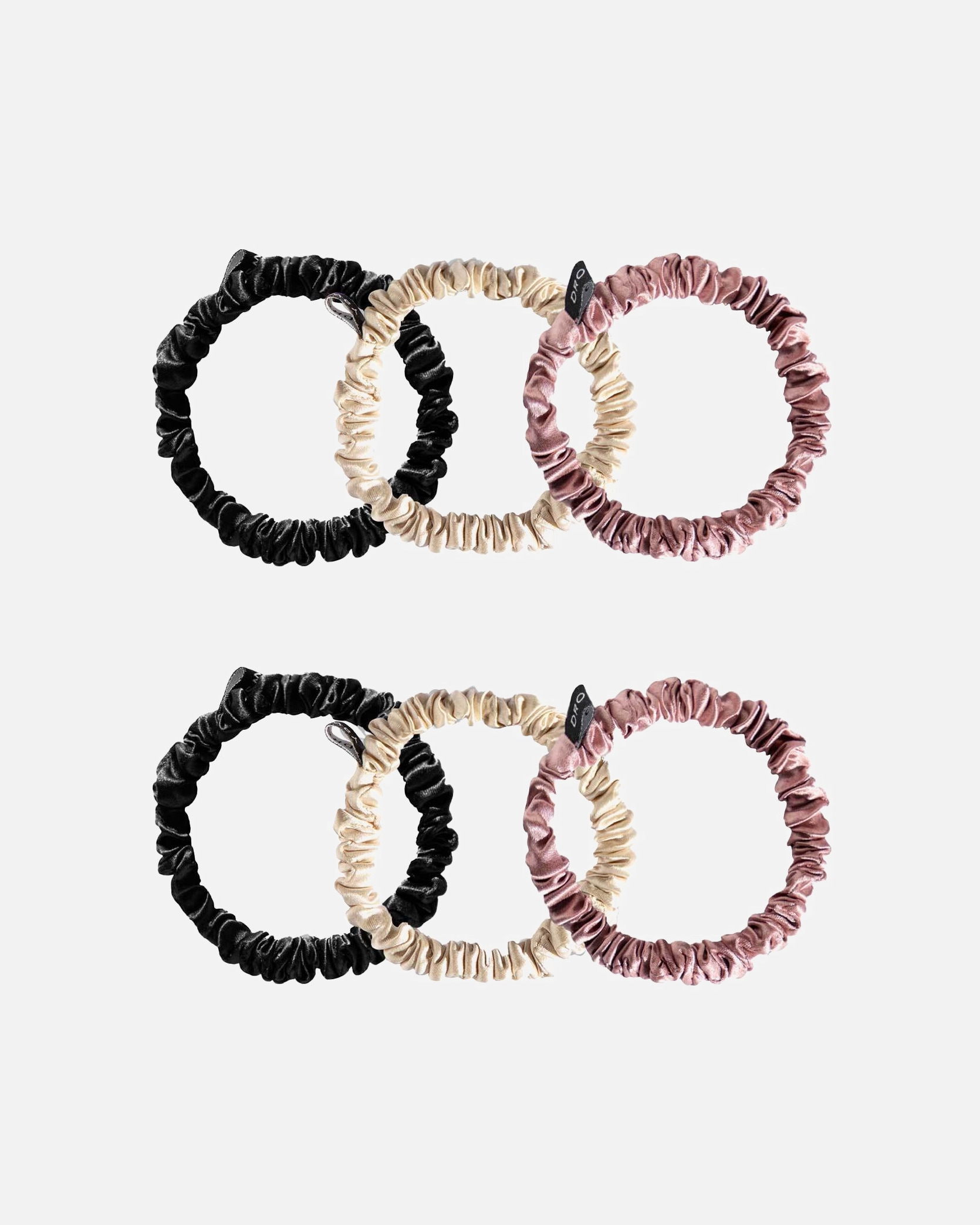 Haarschmuck für Unisex DROWSY Default Brand Line Skinny Scrunchie Set - Damask Rose, Dusty Gold & Black Jade 1 Stück