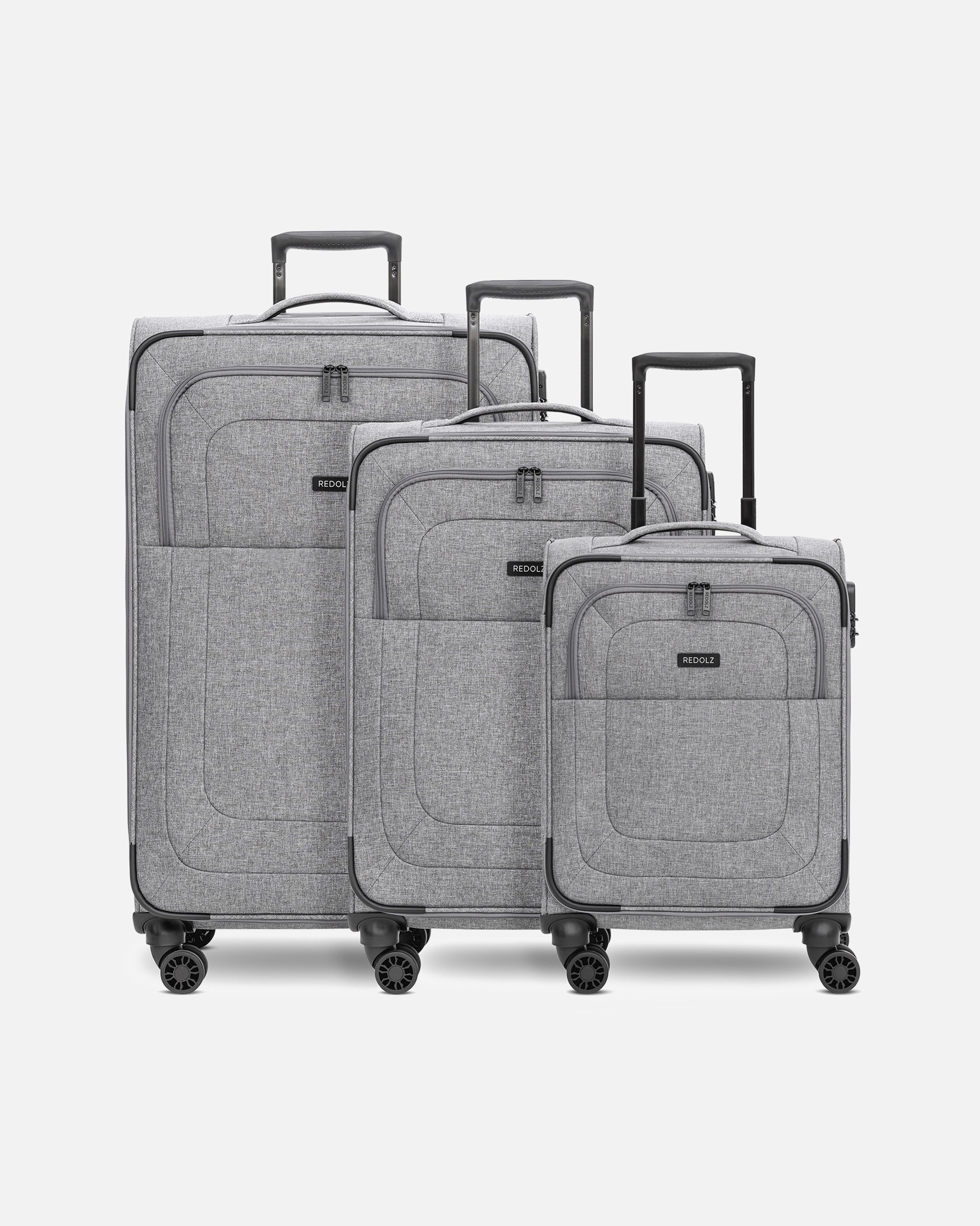 Koffer für Männlich Redolz Essentials 12 THREE SET 4 Rollen Kofferset 3-teilig mit Dehnfalte grey2