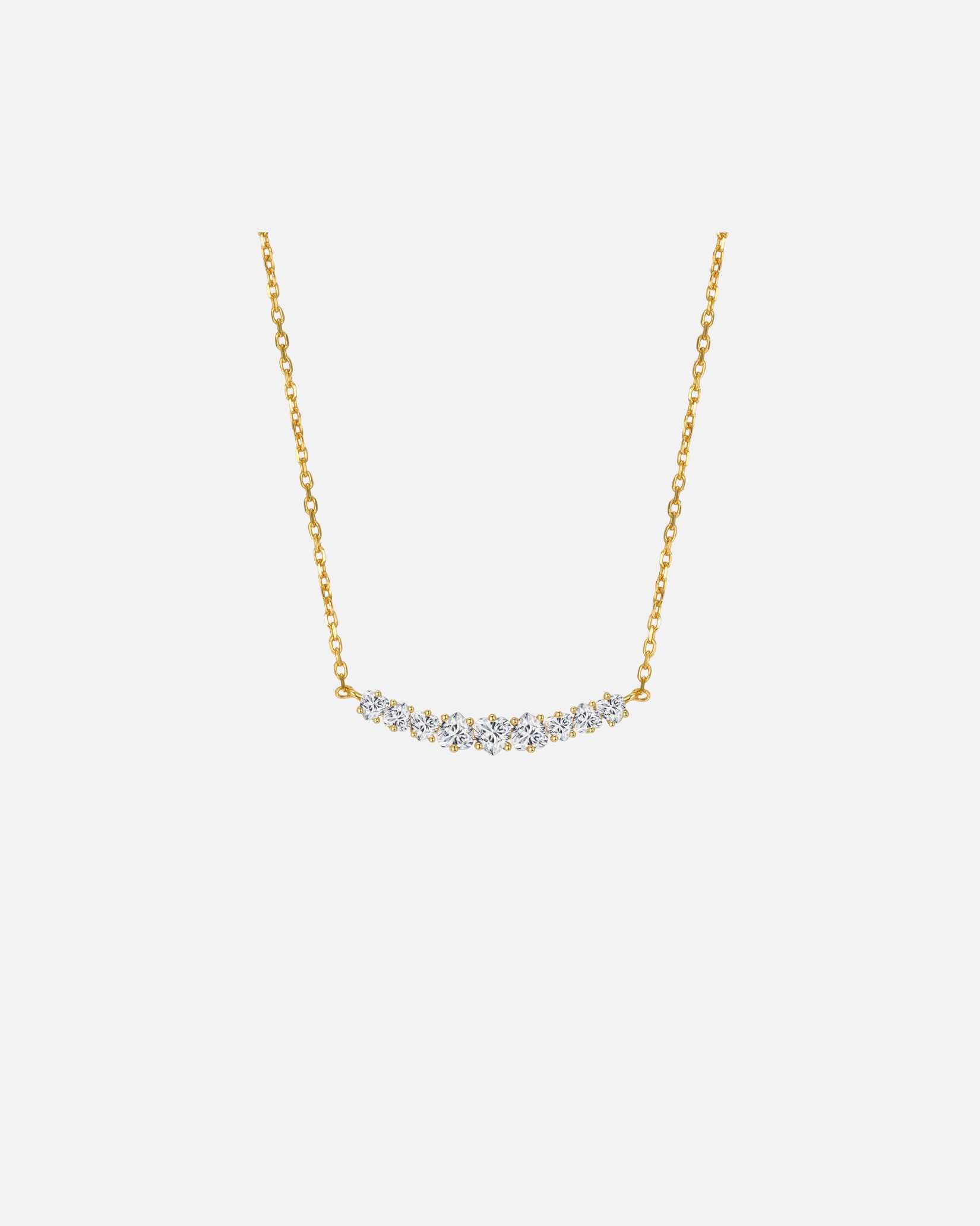 Kette für Weiblich Hey Happiness Default Brand Line Tennis-Halskette Herz-Edelsteine 925 Sterlingsilber Gold