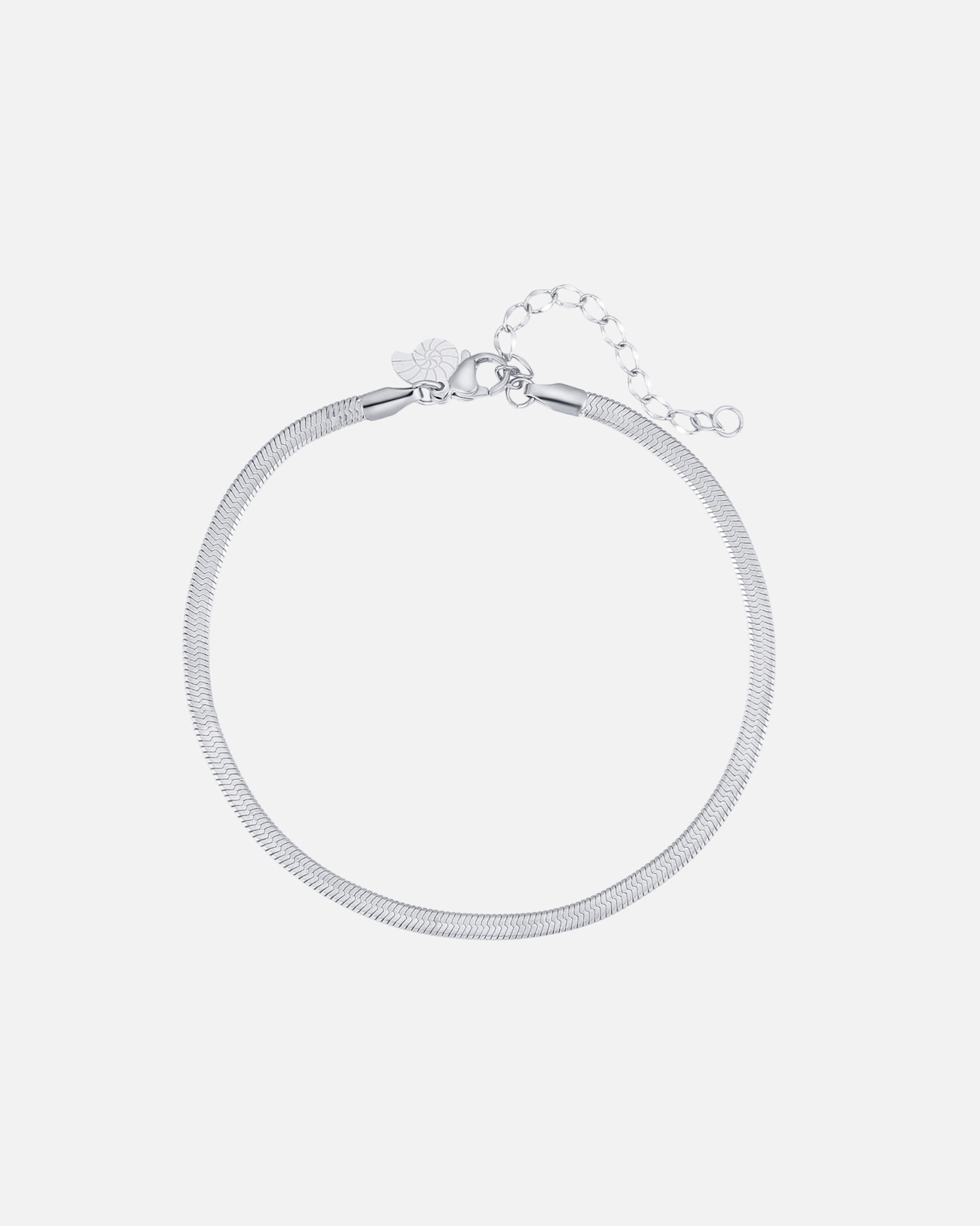 Fußschmuck für Weiblich Hey Happiness Default Brand Line Flache Fußkette Schlangen, aus Edelstahl Silber