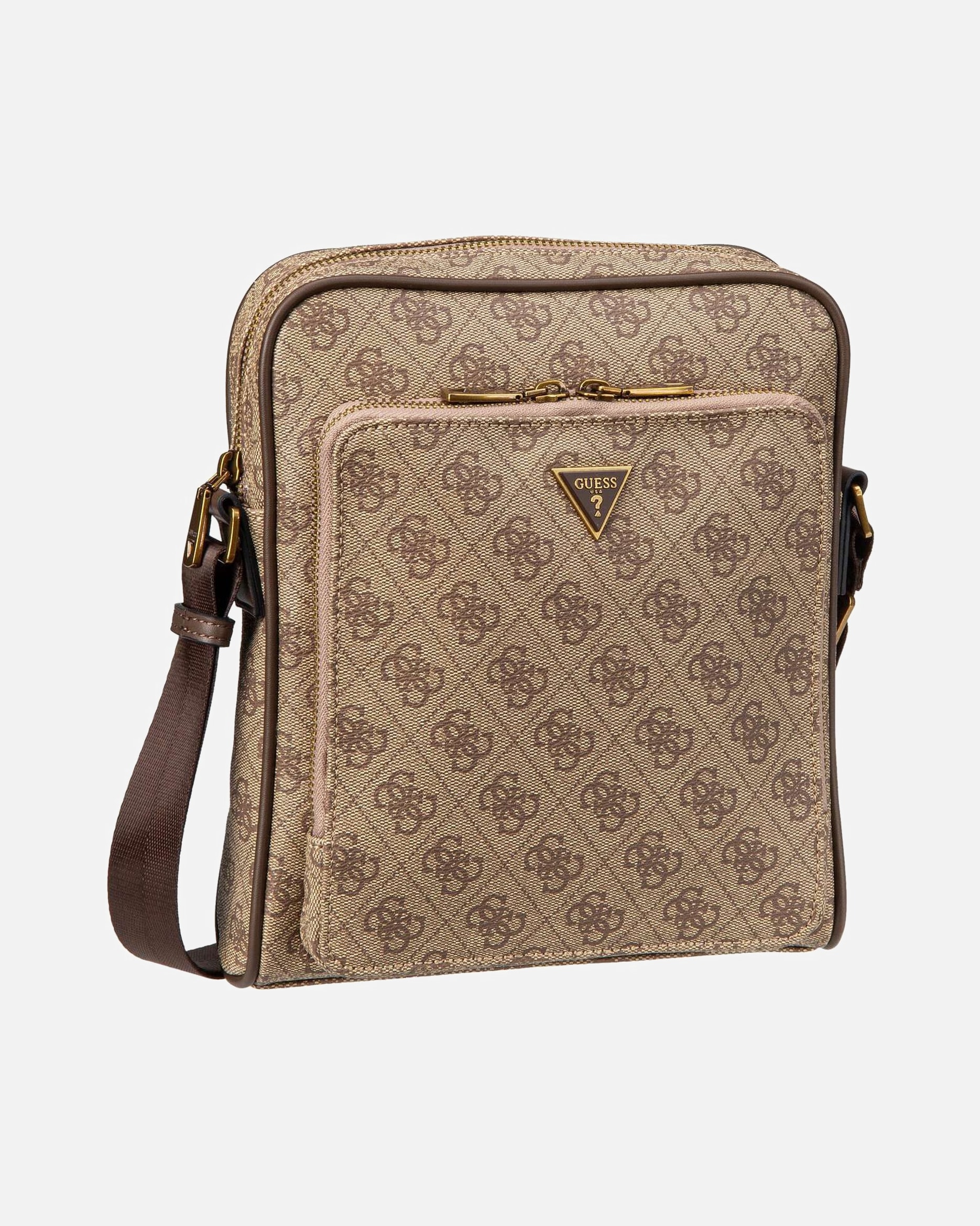 Umhängetasche für Männlich Guess Bodybag Milano 4G Eco Top Zip Beige/Brown