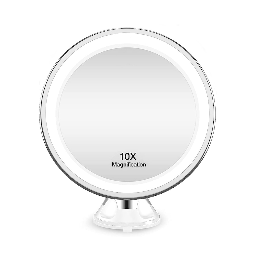 UNIQ Saugnapf Kosmetikspiegel mit LED-Licht und 10x Vergrößerung Weiß Rosegold
