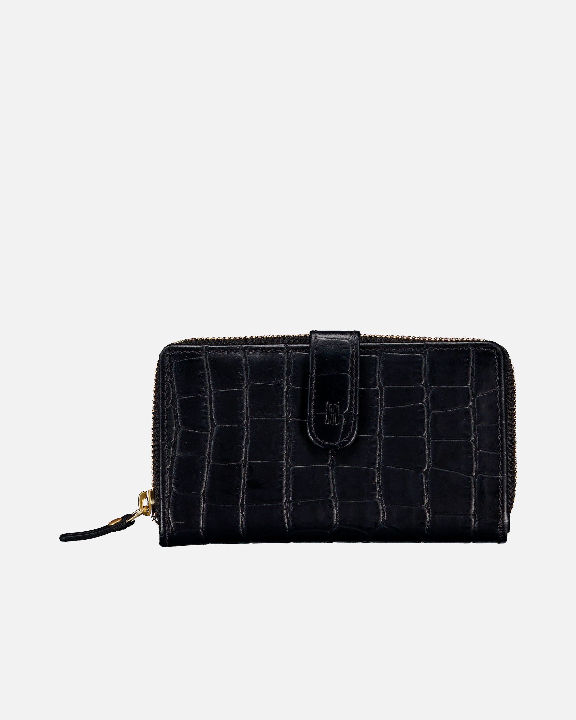 Portemonnaie für Weiblich Hausfelder Manufaktur Geldbörse Kroko mit RFID-Schutz Black
