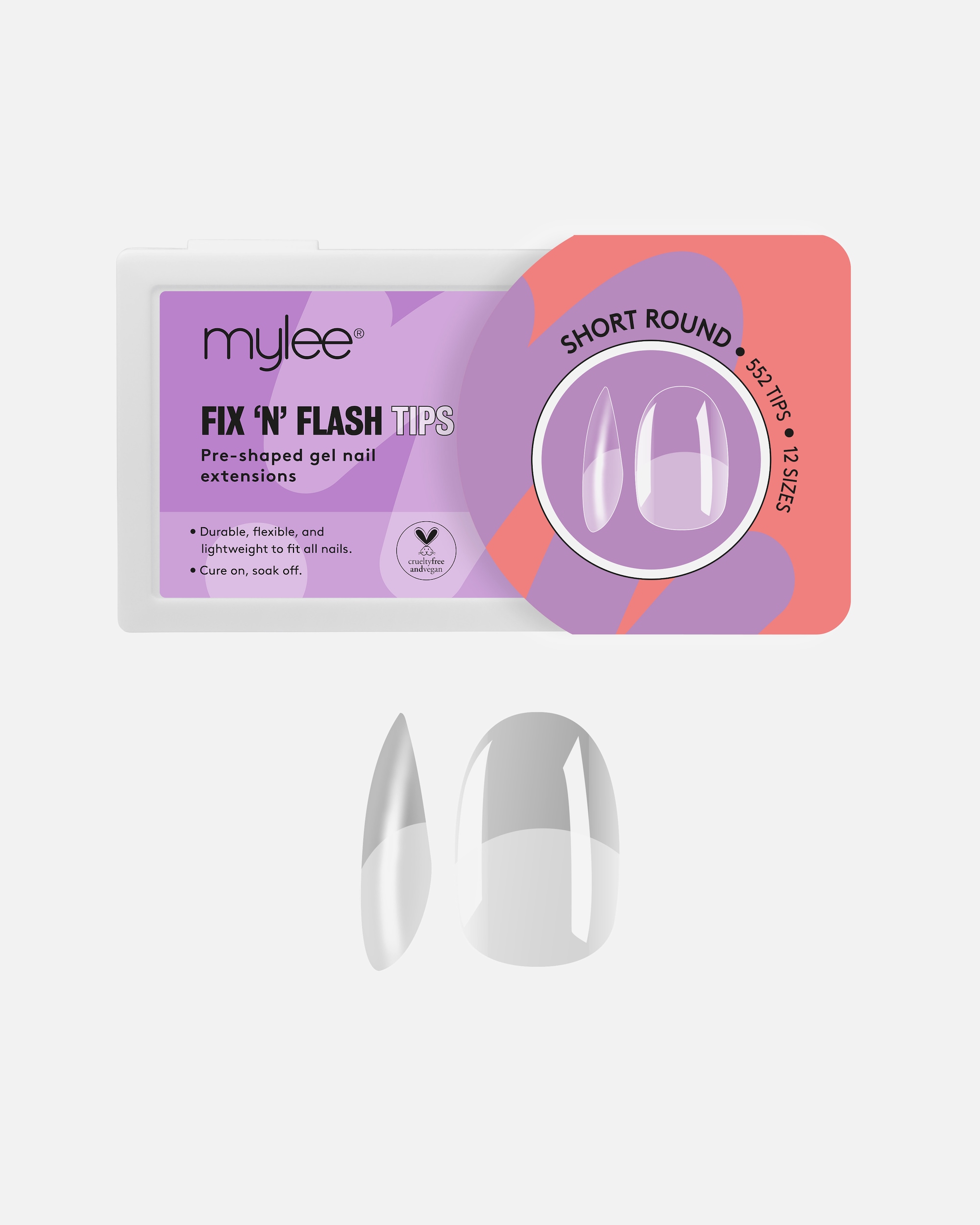 Kunstnägel für Unisex Mylee FIX 'N' FLASH Tips Short Round