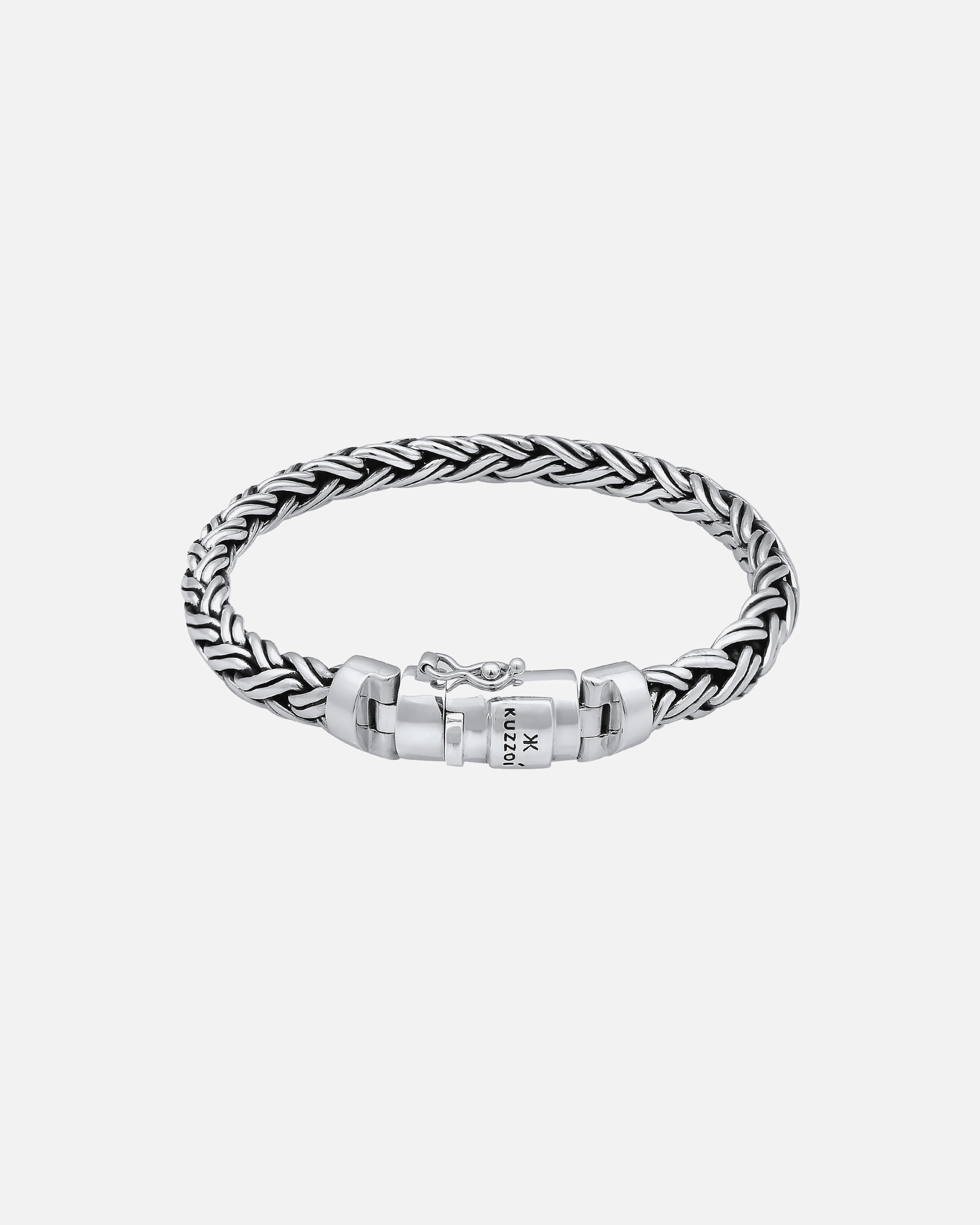 Armband für Männlich KUZZOI Herren Panzer Zopf Optik Königskette 925 Silber 19