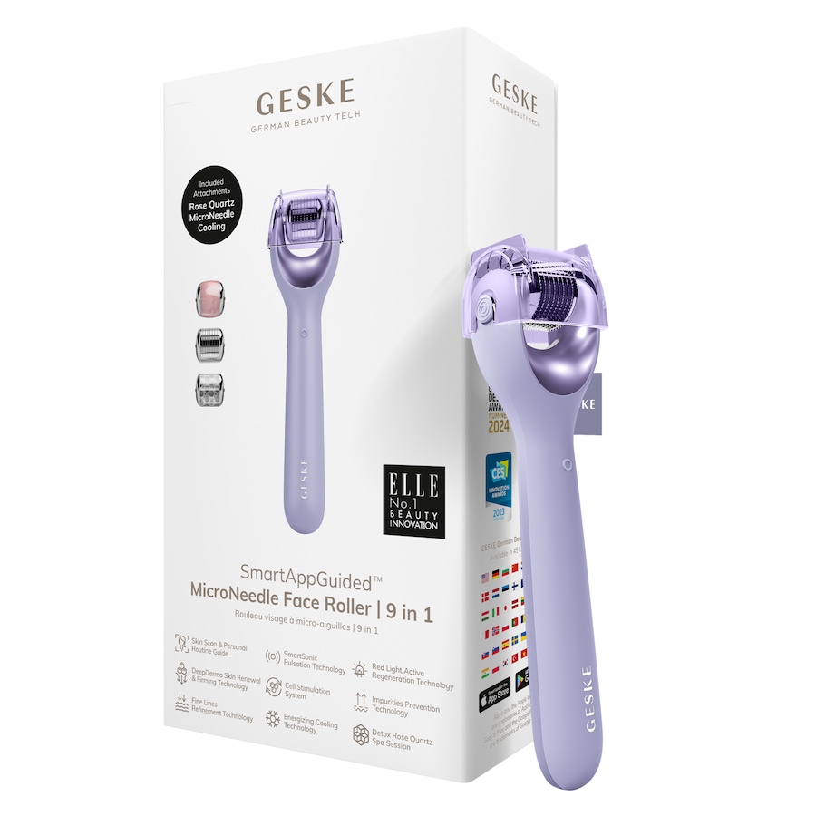 Geske SmartAppGuided MicroNeedle Face Roller | 9 in 1 Purple