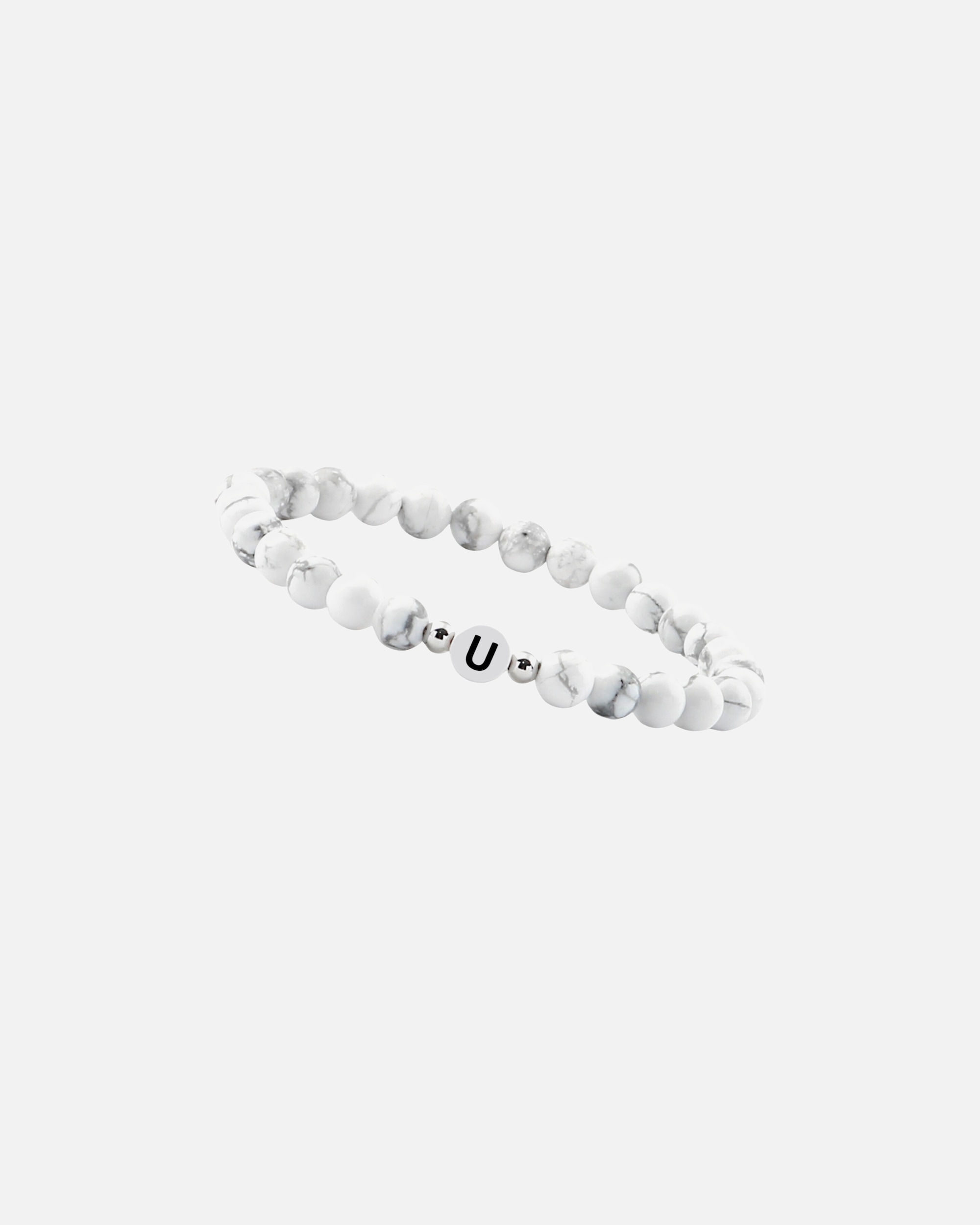 Armband für Weiblich GOOD.designs Perlenarmband aus Howlith-Steinen mit dem Buchstaben U Onesize