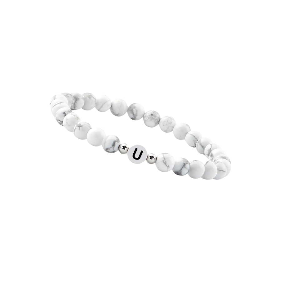 GOOD.designs Perlenarmband aus Howlith-Steinen mit dem Buchstaben U Onesize Damen