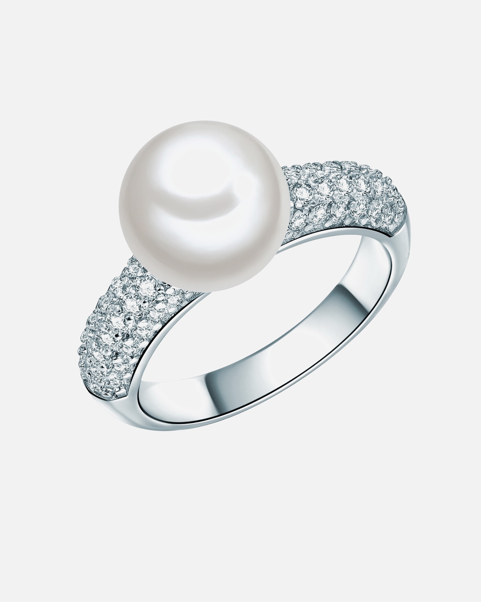 Ring für Weiblich Lulu & Jane Perlen-Ring Messing Zirkonia Muschelkernperle in Silber 56