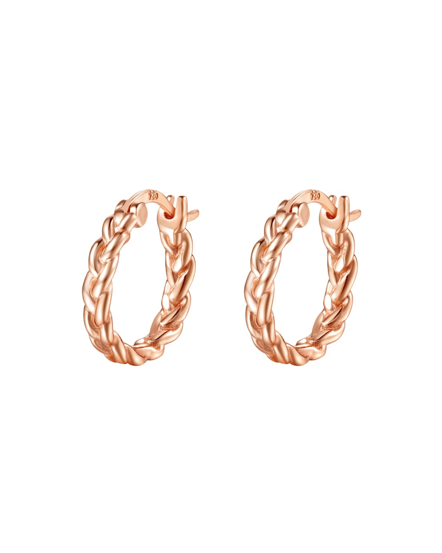 Hey Happiness Geflochtene Creolen aus 925 Sterlingsilber Rosegold Nude Damen