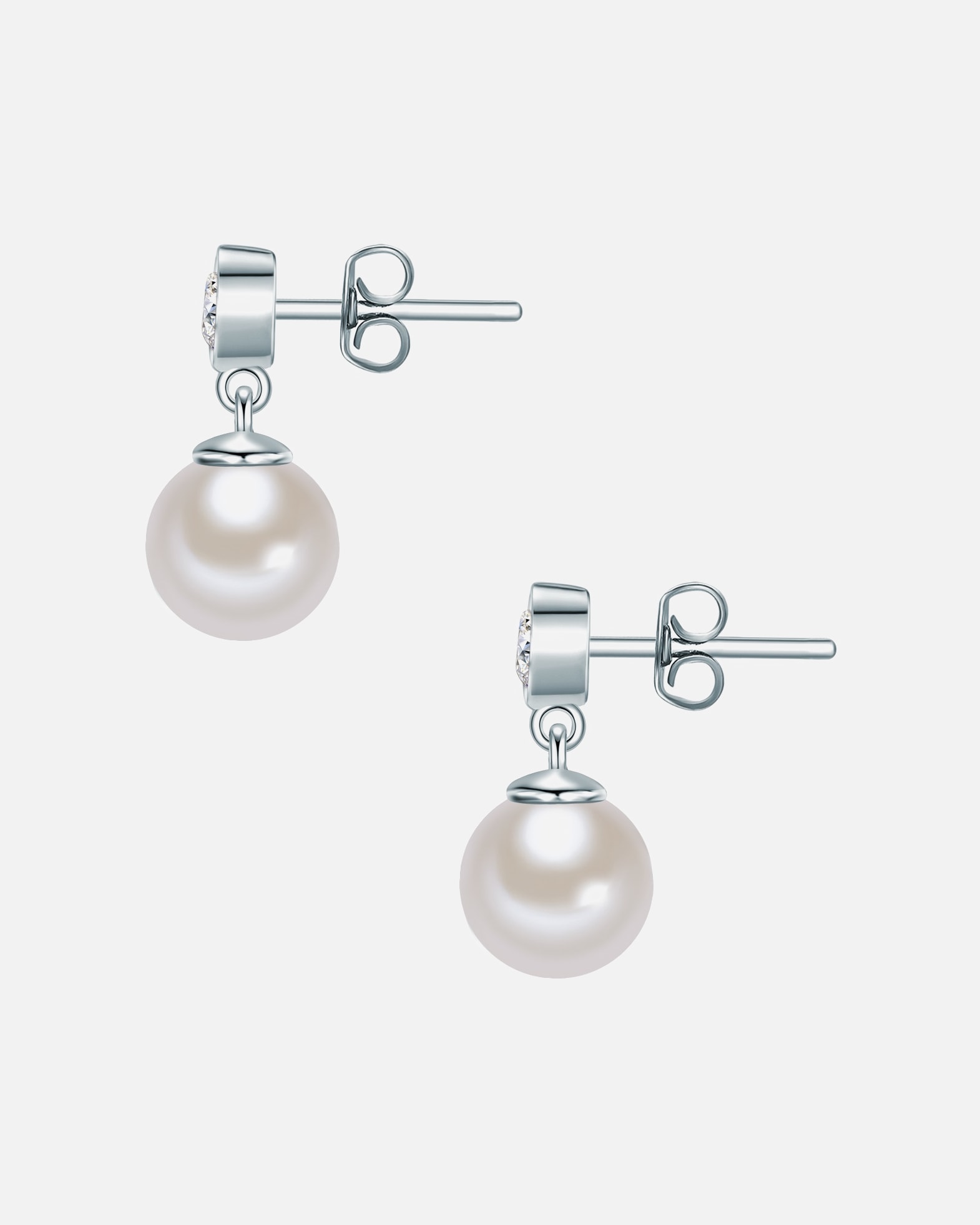 Ohrringe für Weiblich Rafaela Donata Ohrstecker Sterling Silber Zirkonia Muschelkernperle in Silber 18,7 mm