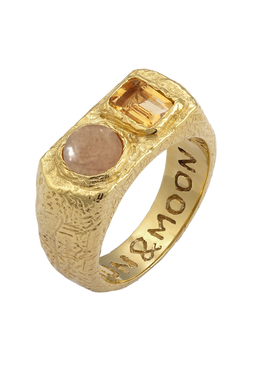 Haze & Glory Cocktail Citrin Sonnenstein Orange 925 Sterling Silber Vergoldet - Shake It Up 64 Damen