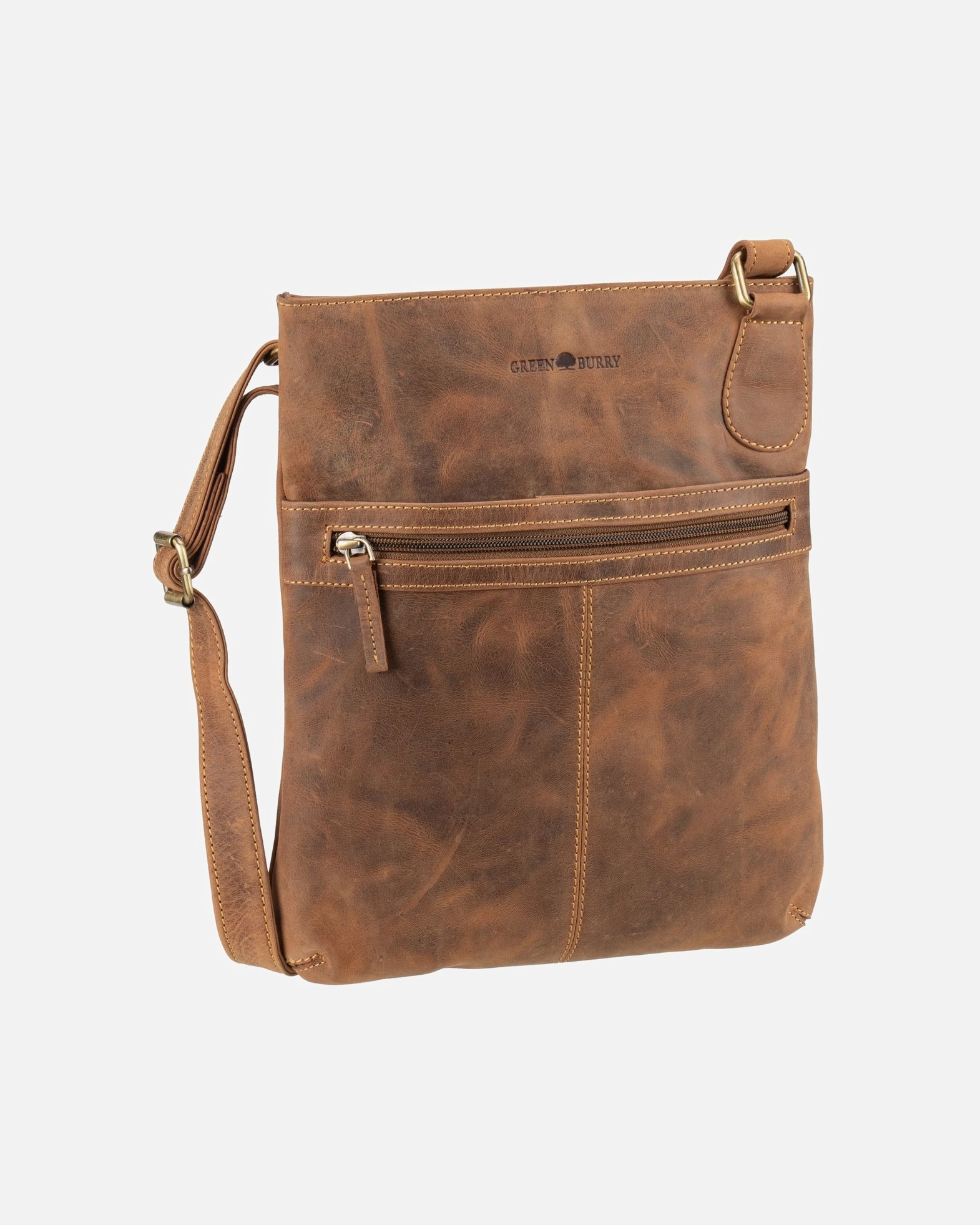 Umhängetasche für Weiblich Greenburry Beuteltasche Vintage Sattelbraun