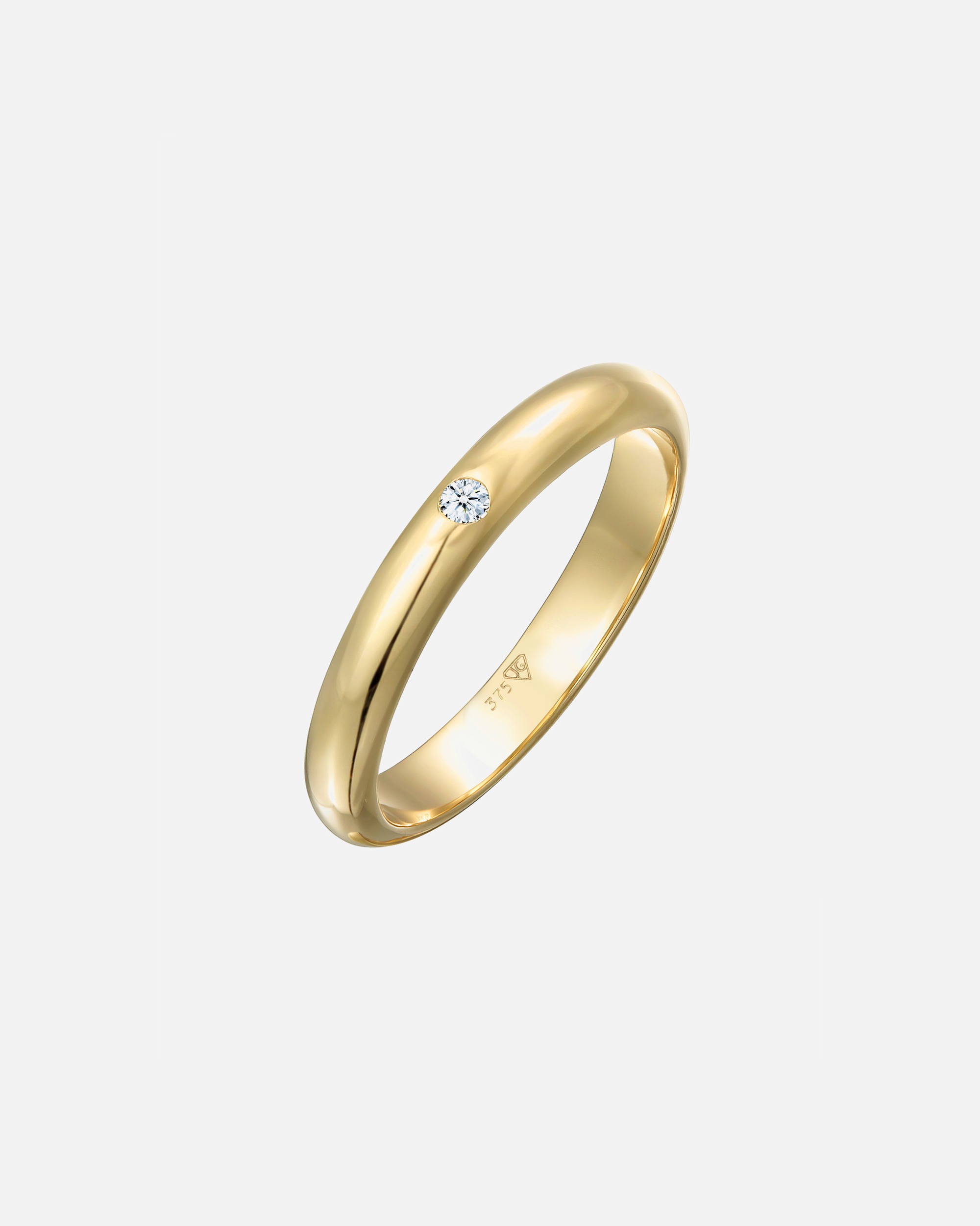 Ring für Weiblich Elli DIAMONDS Ehering Solitär Diamant 0.03 ct. 375 Gelbgold 52