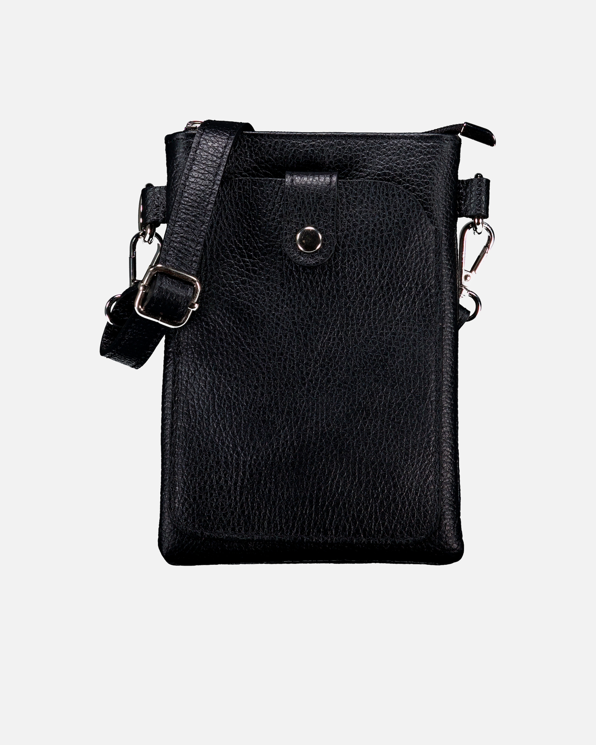 Umhängetasche für Weiblich Hausfelder Manufaktur Umhängetasche / Handytasche mit Silberfittings Schwarz