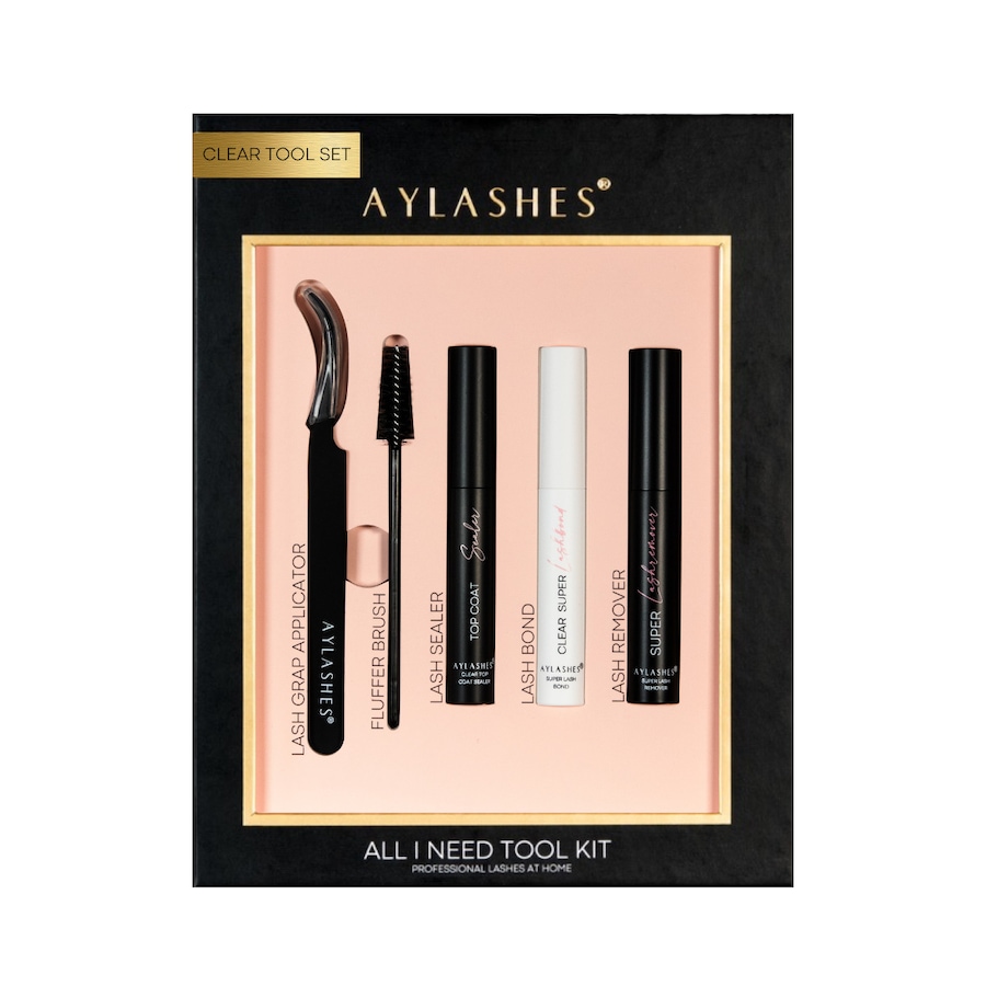 Aylashes TOOL SET - WIMPERKLEBER APPLIKATOR TOP COAT WIMPERBÜRSTCHEN LASHREMOVER Transparenter Wimpernkleber Damen