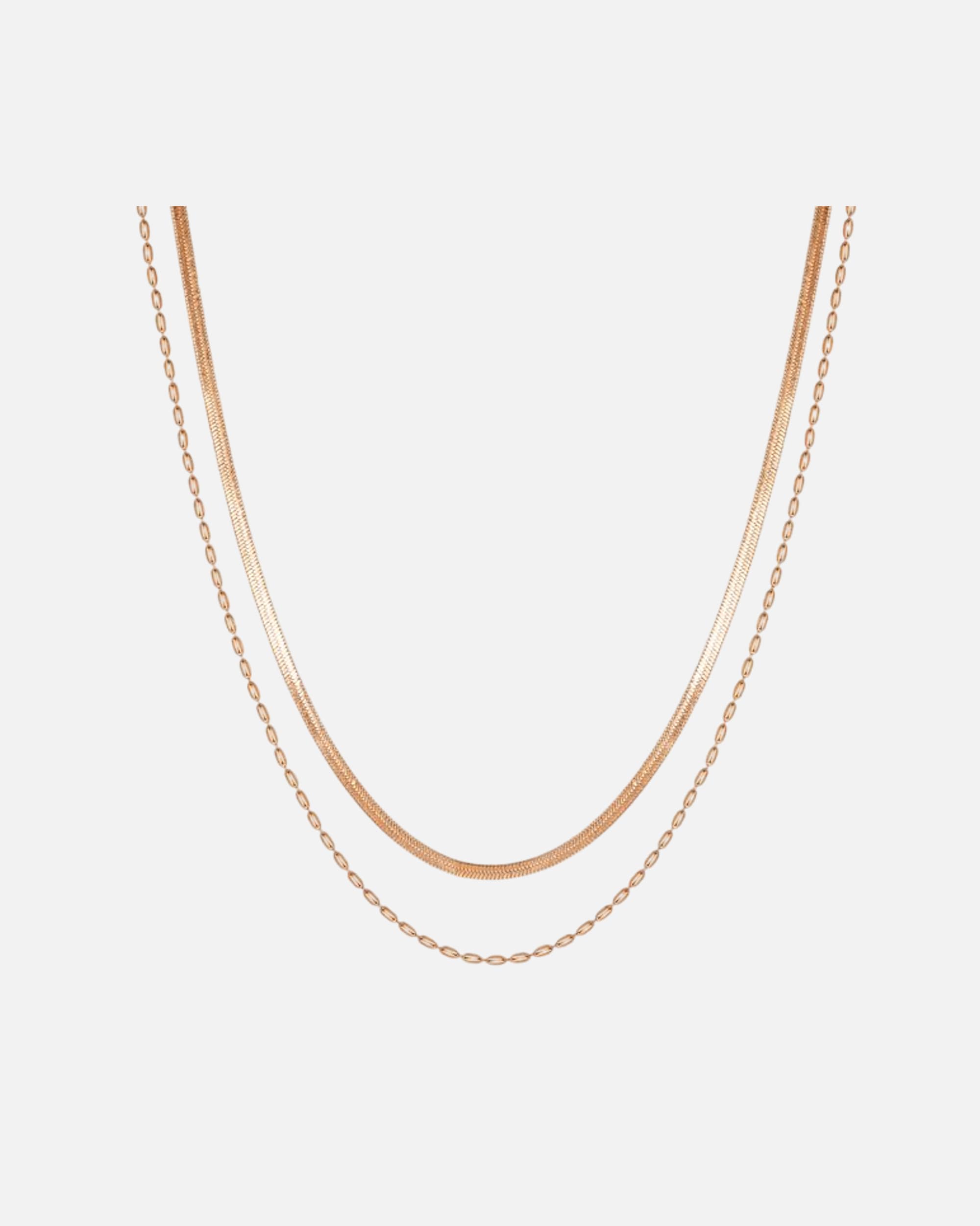 Halskette für Männlich Hey Happiness Default Brand Line Wasserfeste Herren-Kette aus Edelstahl – Zweireihig Rosegold