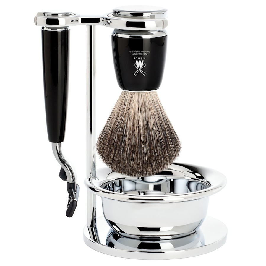Mühle RYTMO 4-teiliges Rasierset Edelharz schwarz Gillette Mach3 Herren