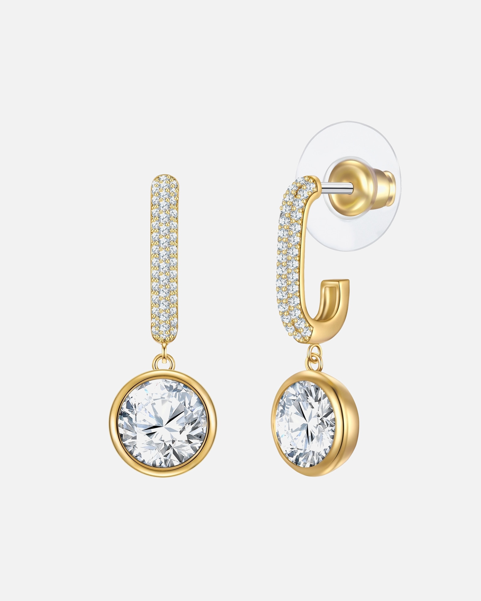 Creolen für Weiblich Yokoamii Creolen gelbgold Zirkonia weiß 26,6 mm