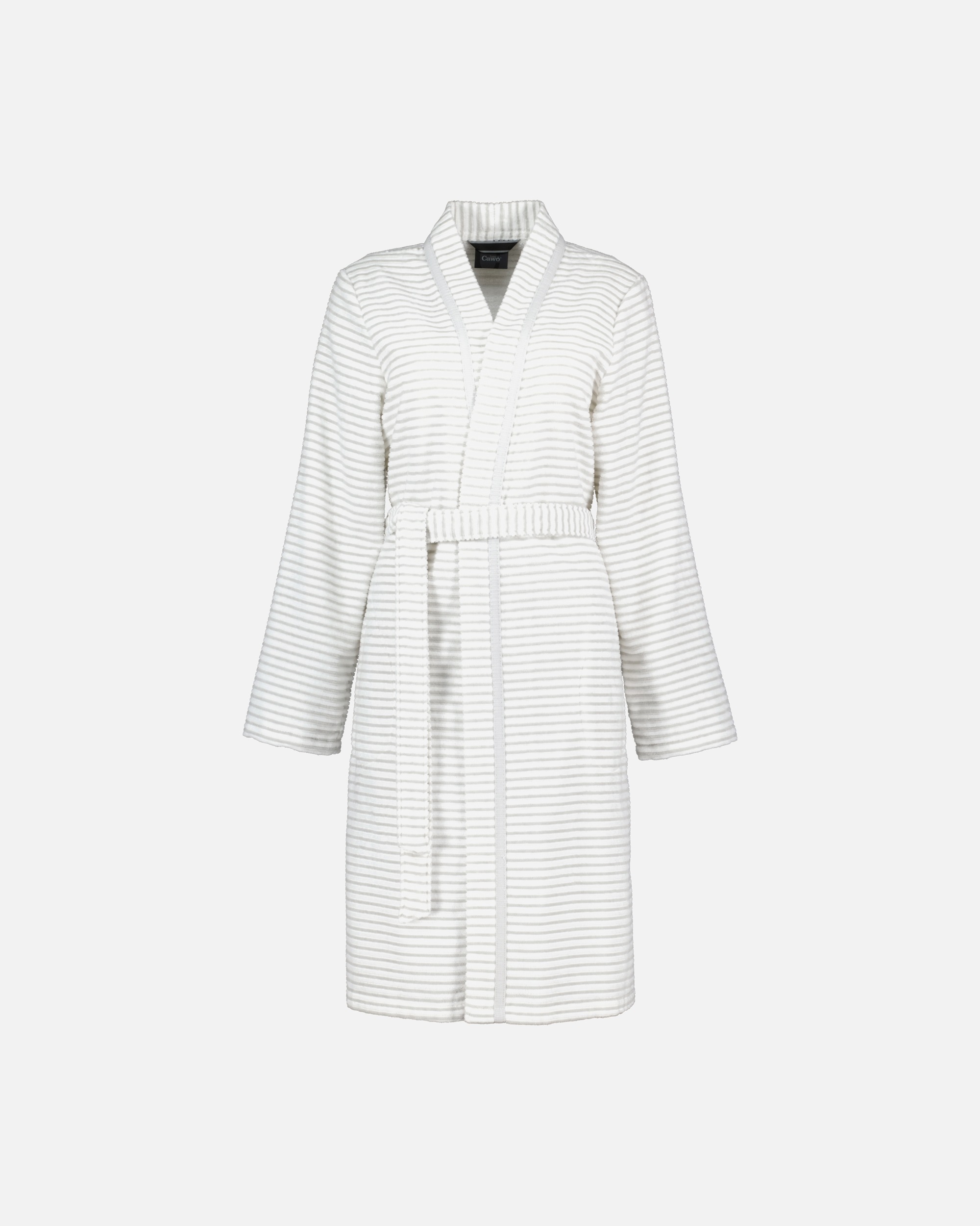 Bademantel für Weiblich Cawö Cawö Bademäntel Damen Kimono Struktur 1214 weiß-silber - 76 XS