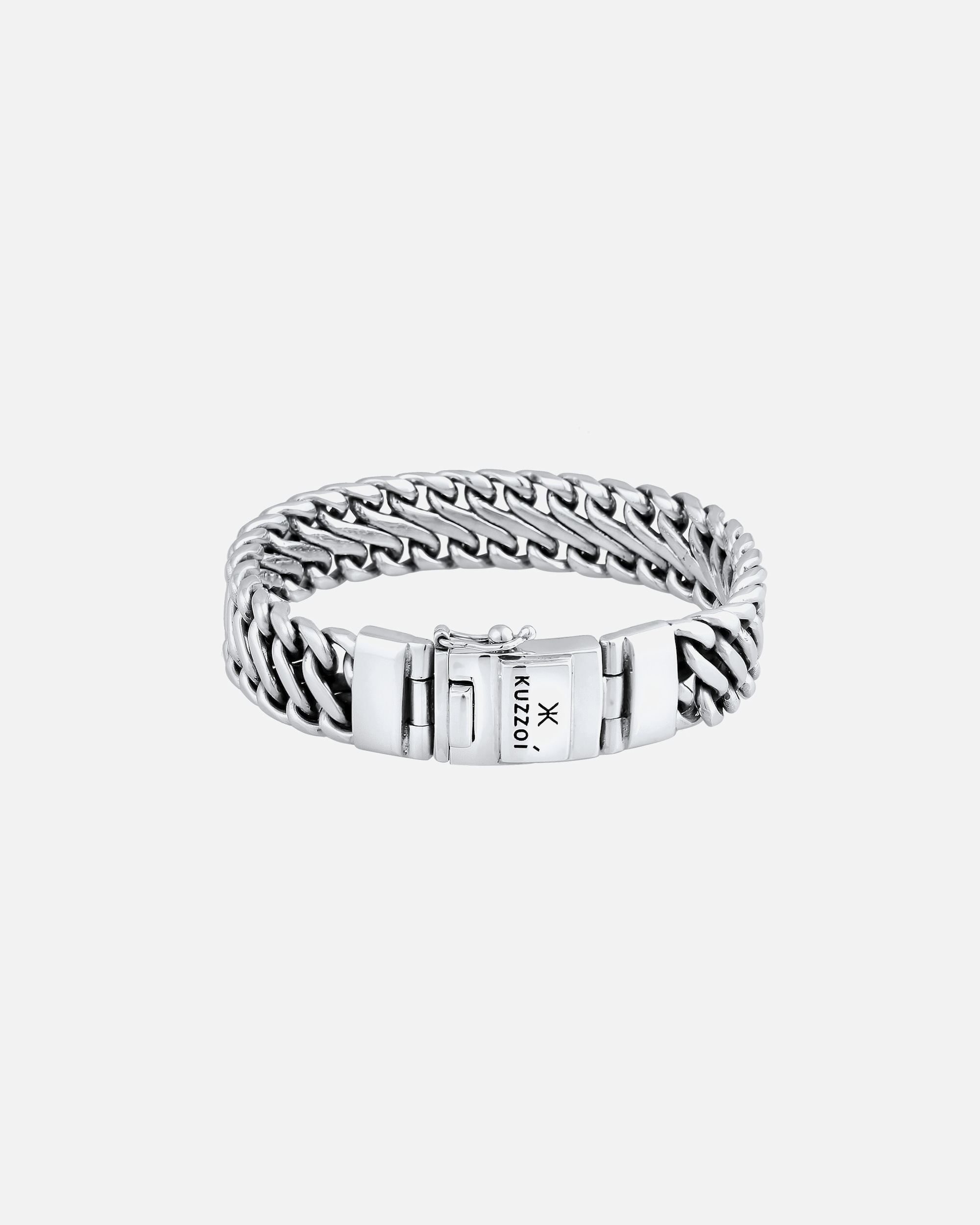 Armband für Männlich KUZZOI Herren Panzer Trend Fein Steckschließe 925 Silber 19