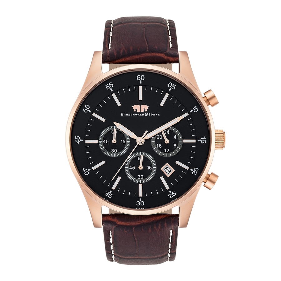 Rhodenwald & Söhne Armband-Uhr Goodwill aus Echtleder in roségold 45,0 mm Herren
