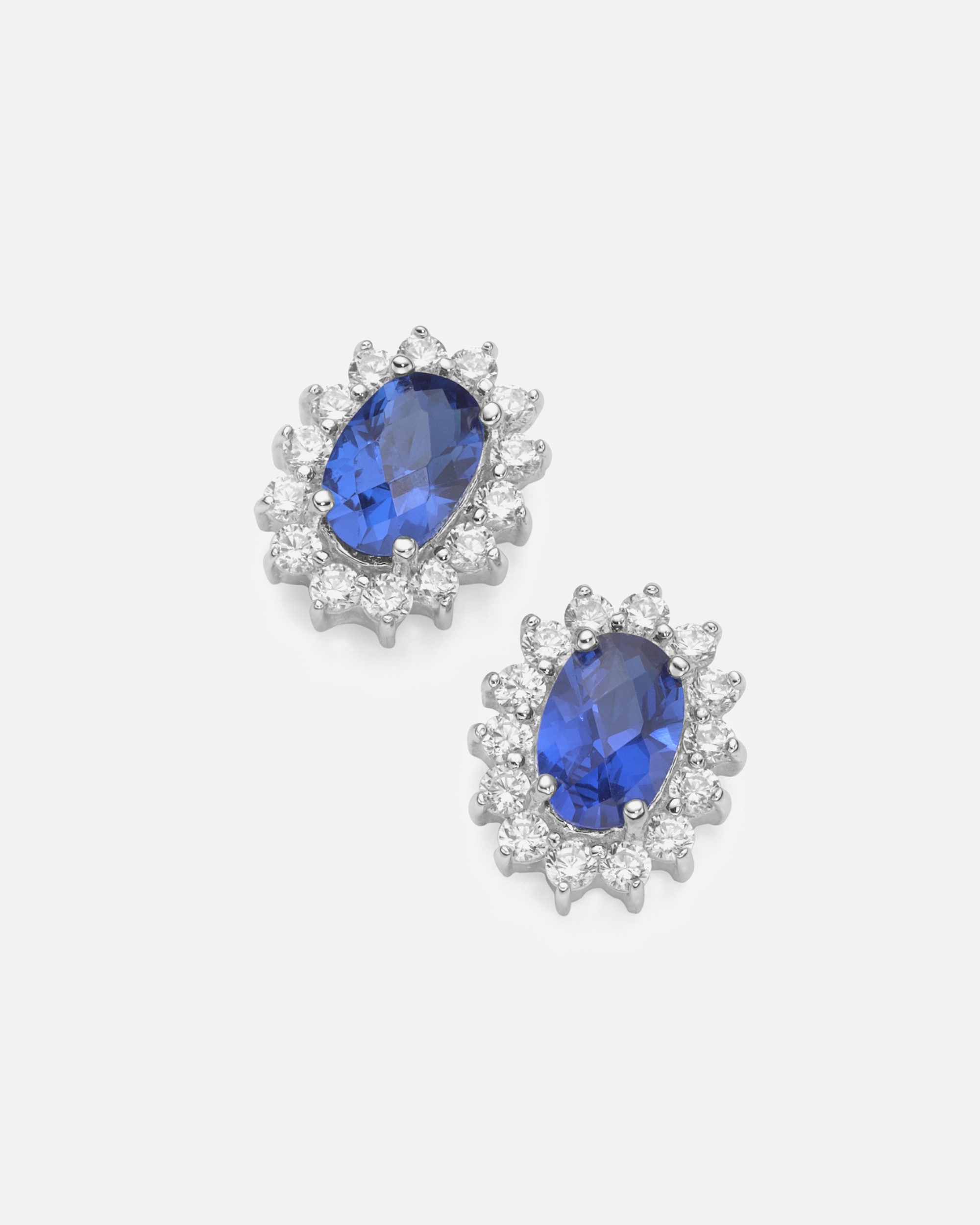 Ohrringe für Weiblich Smart Jewel Ohrstecker elegant, farbige Steine und weiße Zirkonia, Silber 925 Blau