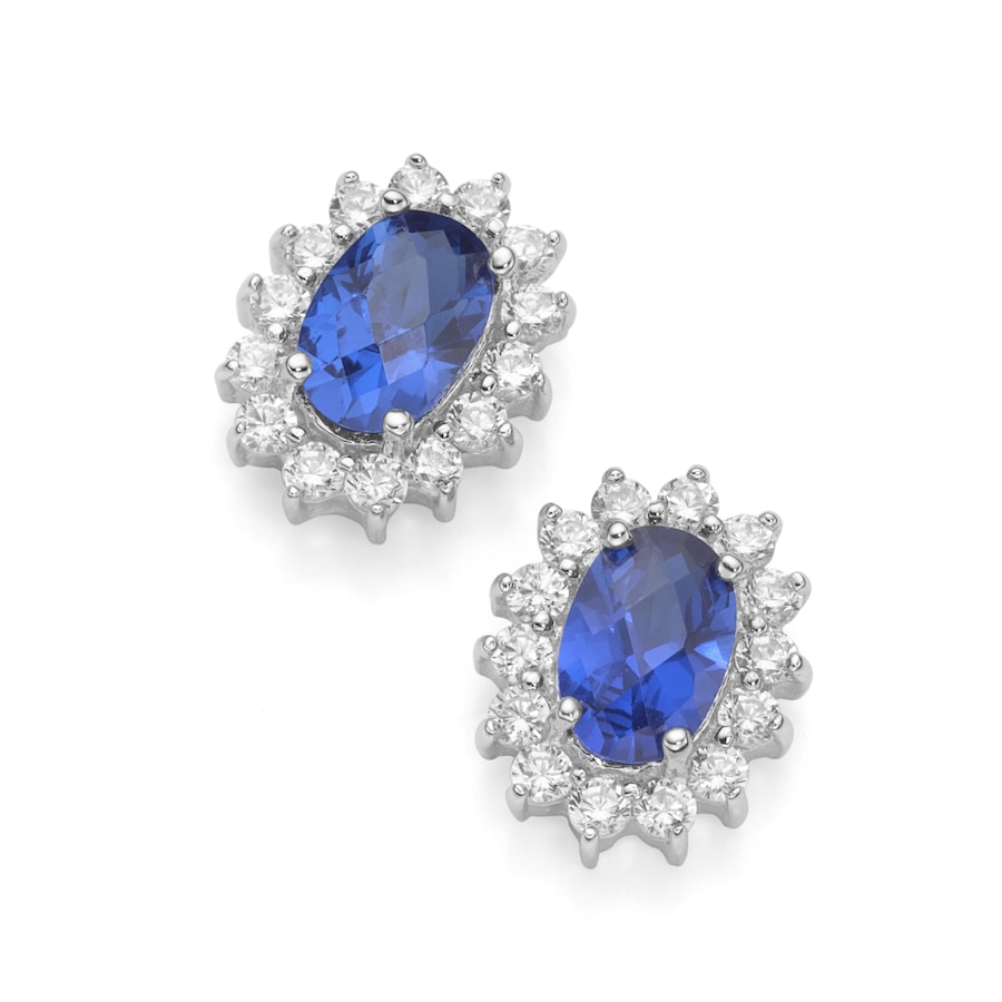 Smart Jewel Ohrstecker elegant, farbige Steine und weiße Zirkonia, Silber 925 Blau Damen