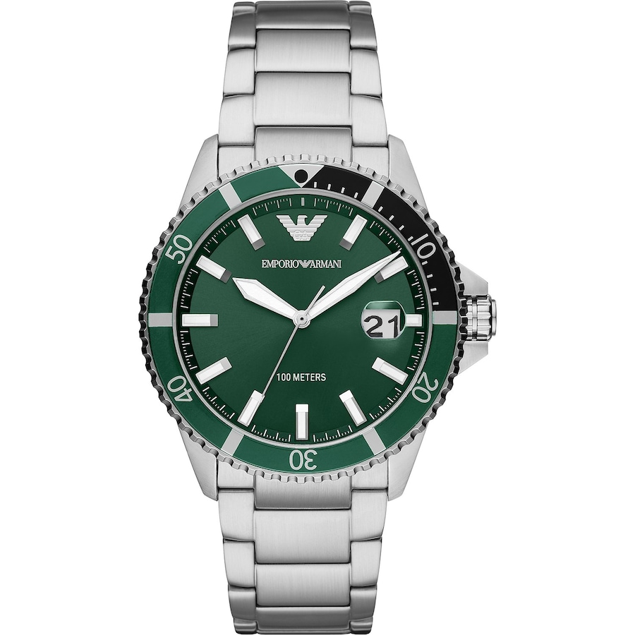 Emporio Armani Herrenuhr Edelstahl grün Herren