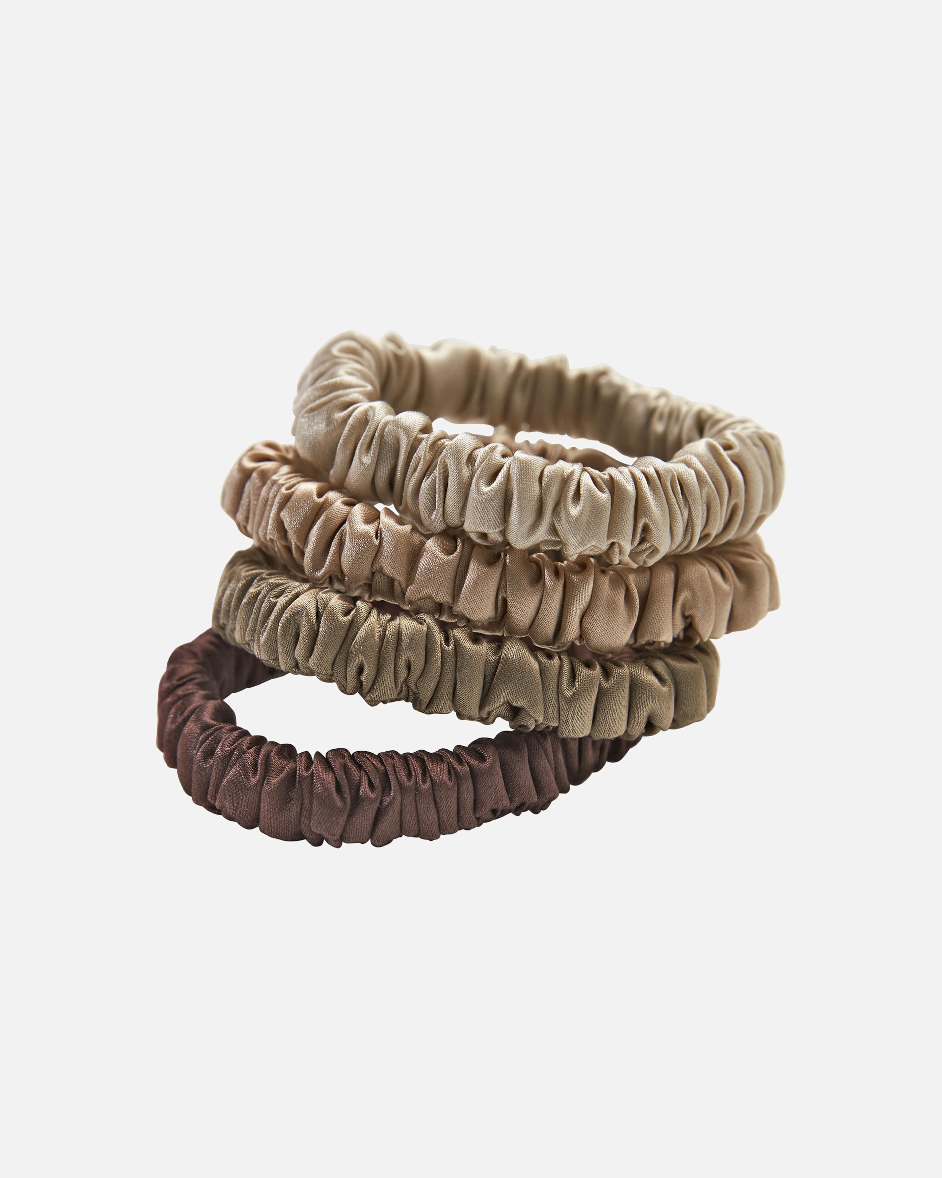 Stirnband für Weiblich Lenoites Haarband 'Mulberry Silk Skinny Scrunchies' Beige, light brown, brown, coffee