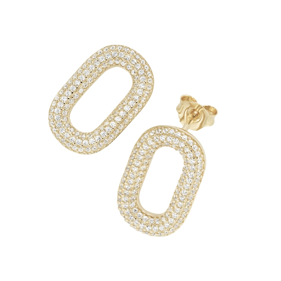 Giorgio Martello Milano Ohrstecker mit weißen Zirkonia, Silber 925 Gold