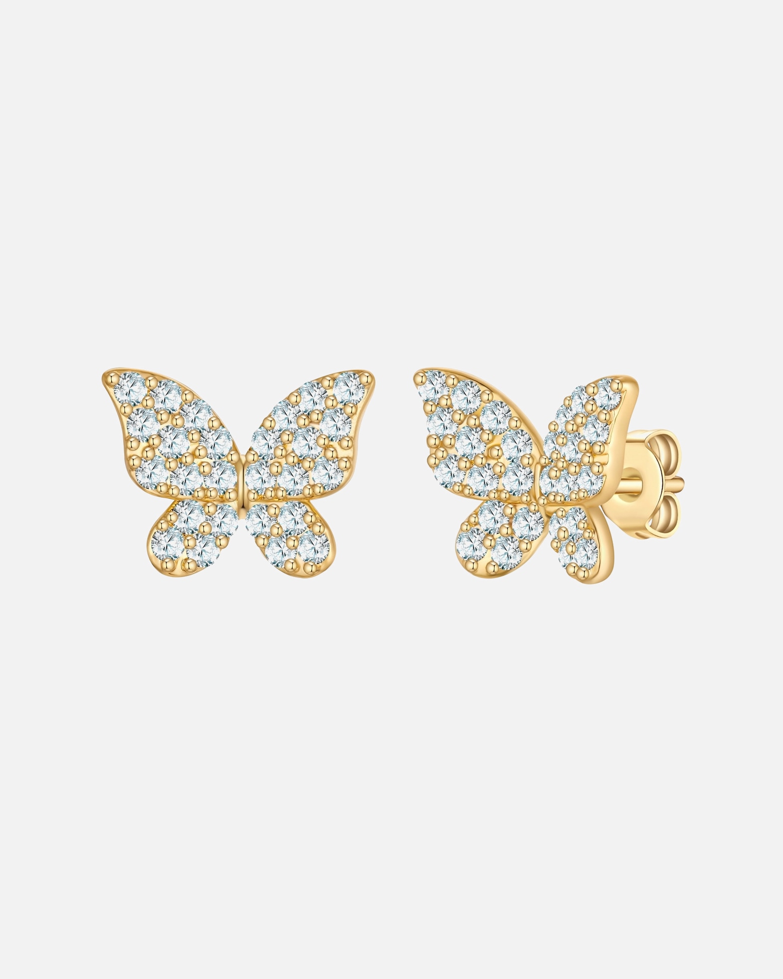 Ohrringe für Weiblich Yokoamii Ohrstecker Schmetterling aus Messing in gelbgold mit Zirkonia 8,0 mm