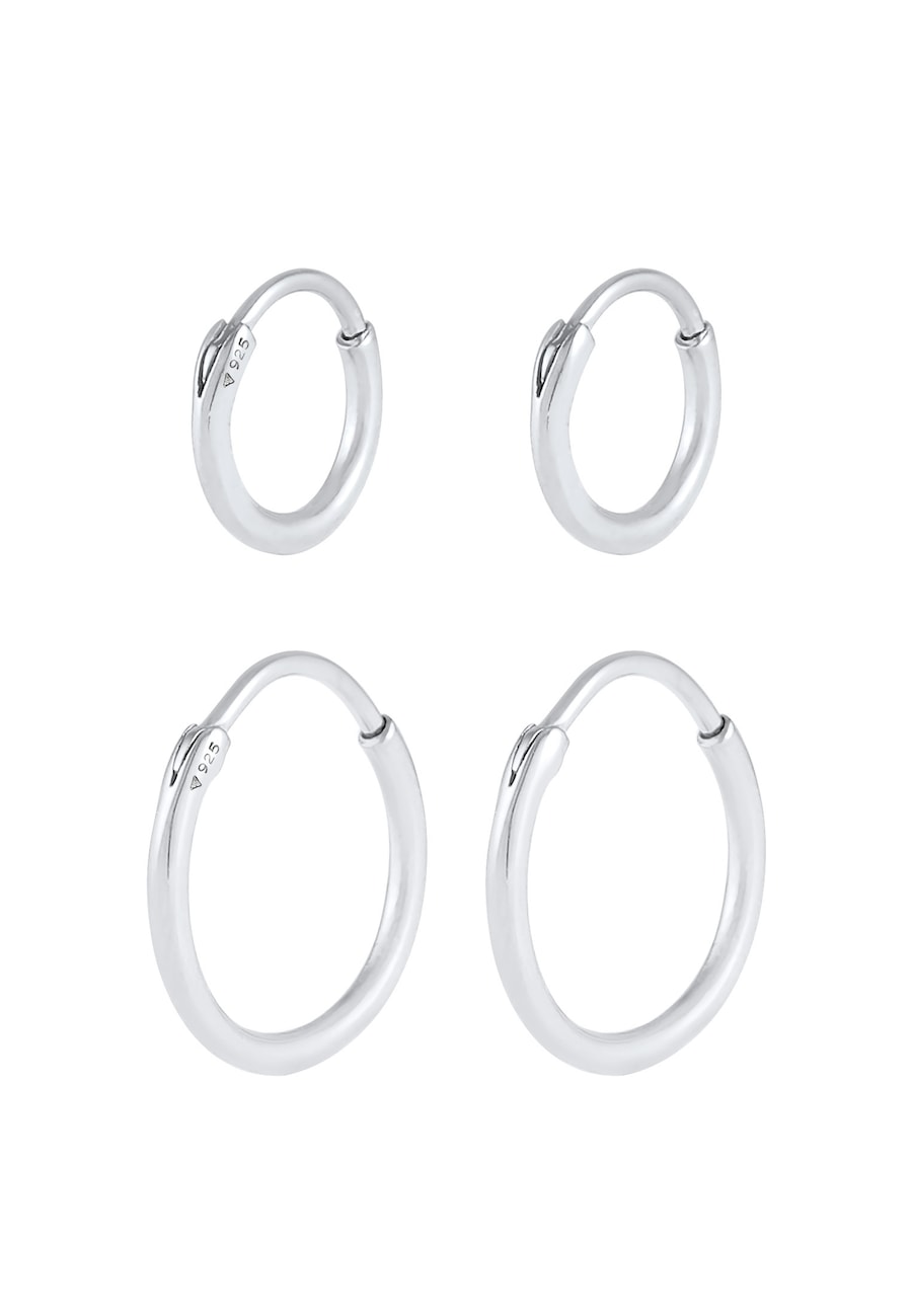 KUZZOI Herren Creolen Set Duo Basic 925 Silber silberfarben