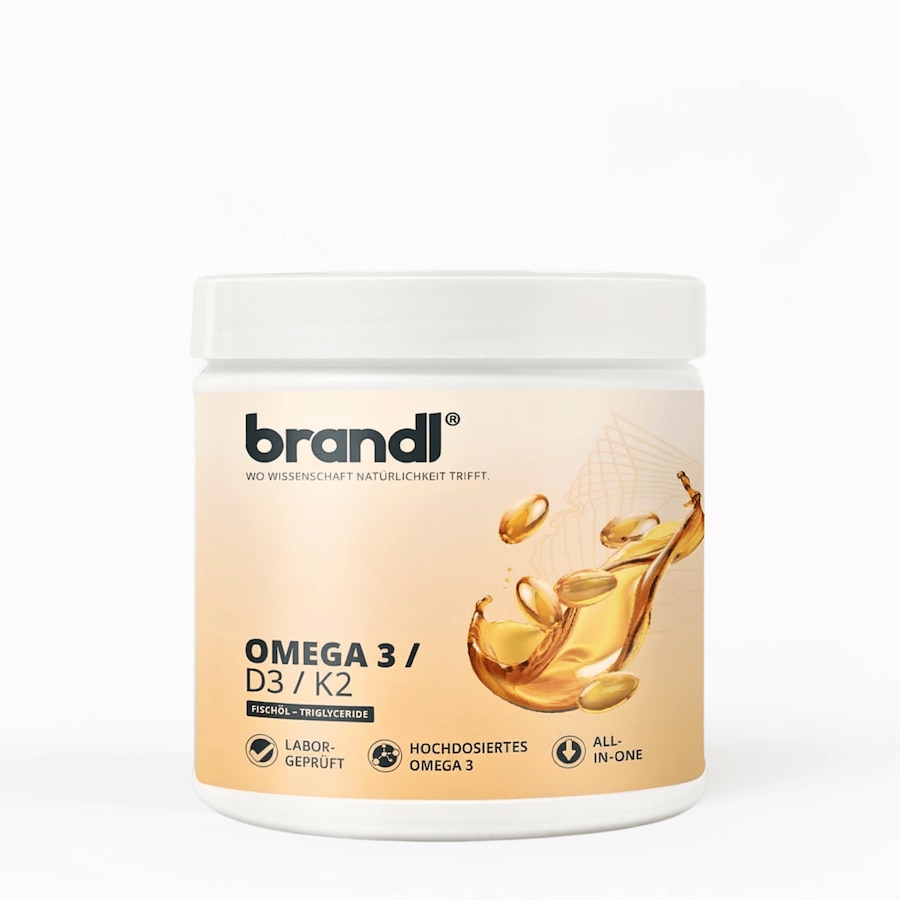Brandl Nutrition Omega 3 D3 K2 Kapseln aus Fischöl | EPA DHA im 2:1 Verhältnis 178 g