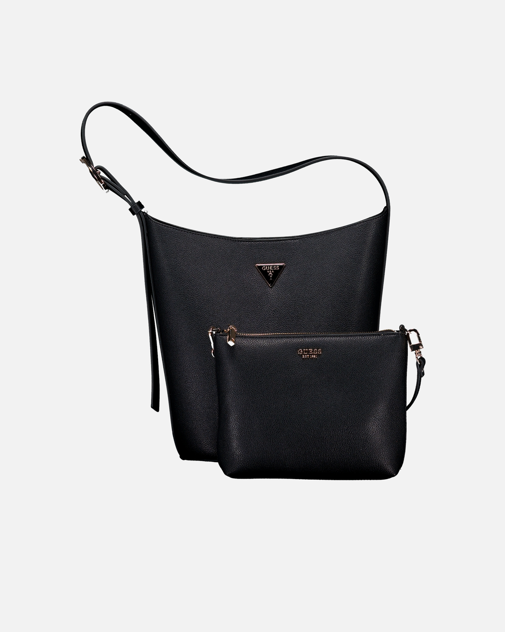 Tasche für Weiblich Guess Beuteltasche Meridian II 2 in 1 Black