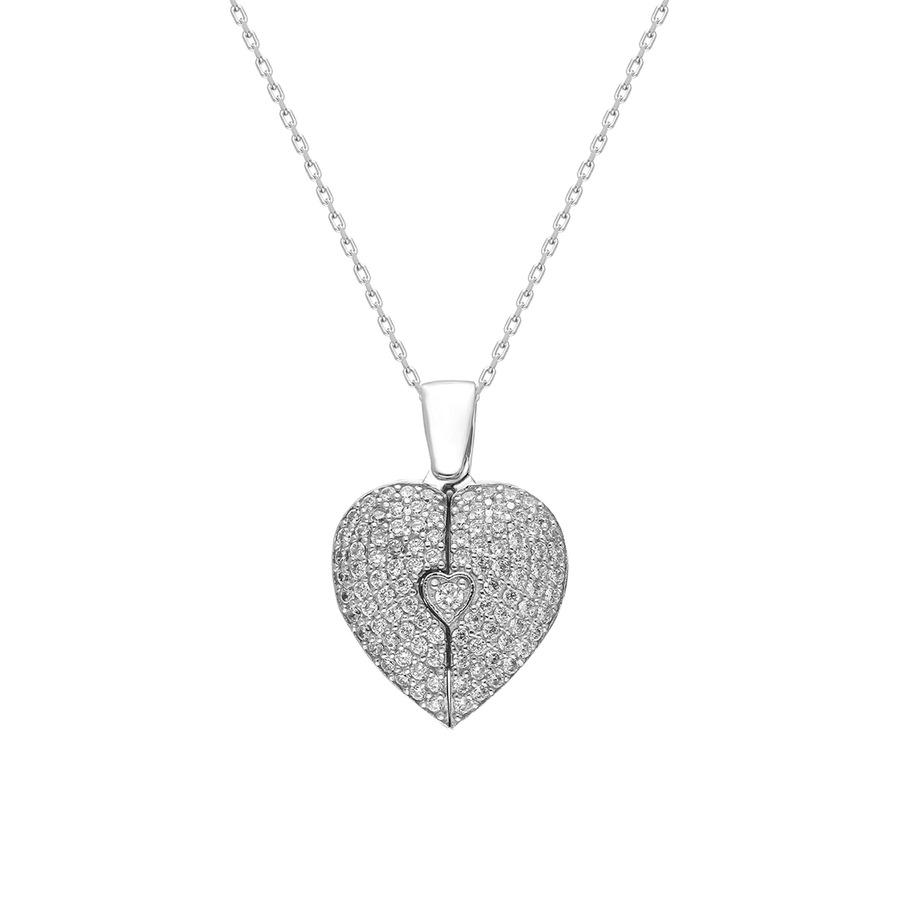 dKeniz Anhänger mit Kette 925/- Sterling Silber Zirkonia weiß 38+5cm Weiss Damen