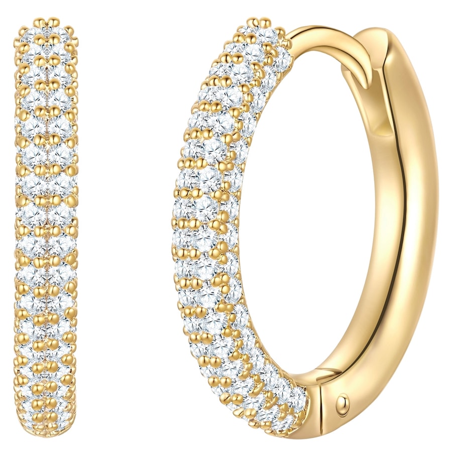 Yokoamii Creolen aus Messing in Gelbgold mit Zirkonia 15,7 mm Damen