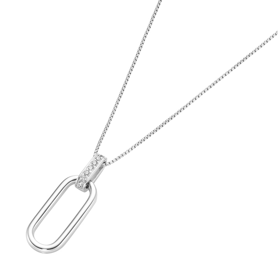 Giorgio Martello Milano Kette Anhänger beweglich mit Zirkonia, Silber 925 45 cm Weiss Damen