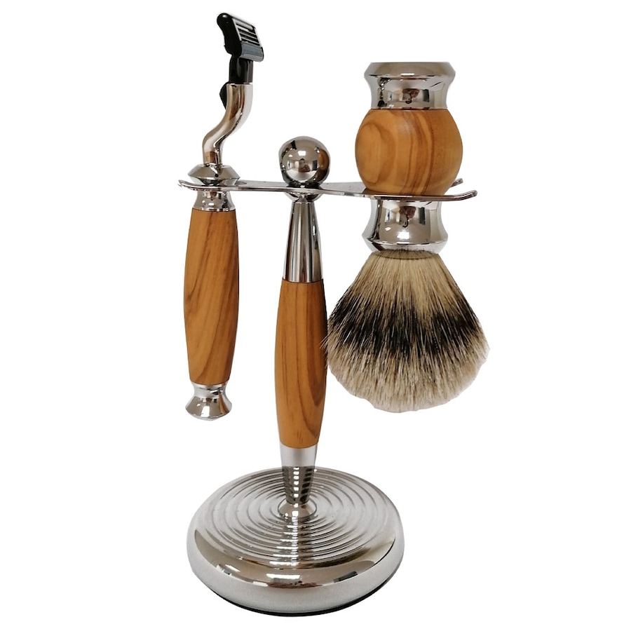 Golddachs 3-teiliges Rasierset Griffmaterial Olivenholz 1 pc.