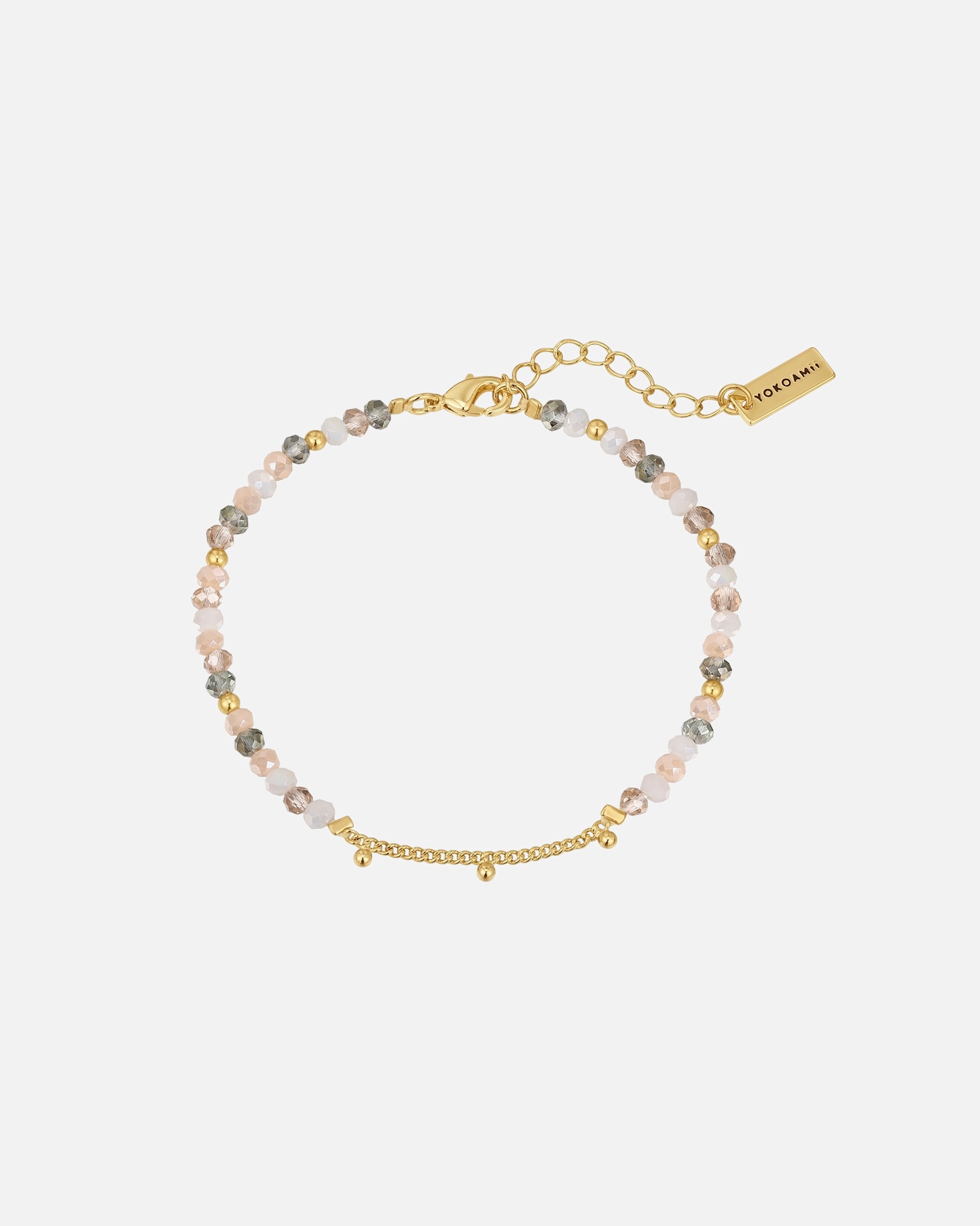 Armband für Weiblich Yokoamii Armband aus Messing in Gelbgold mit Glas 17,0 cm Basislänge + 3,0 cm Verlängerung