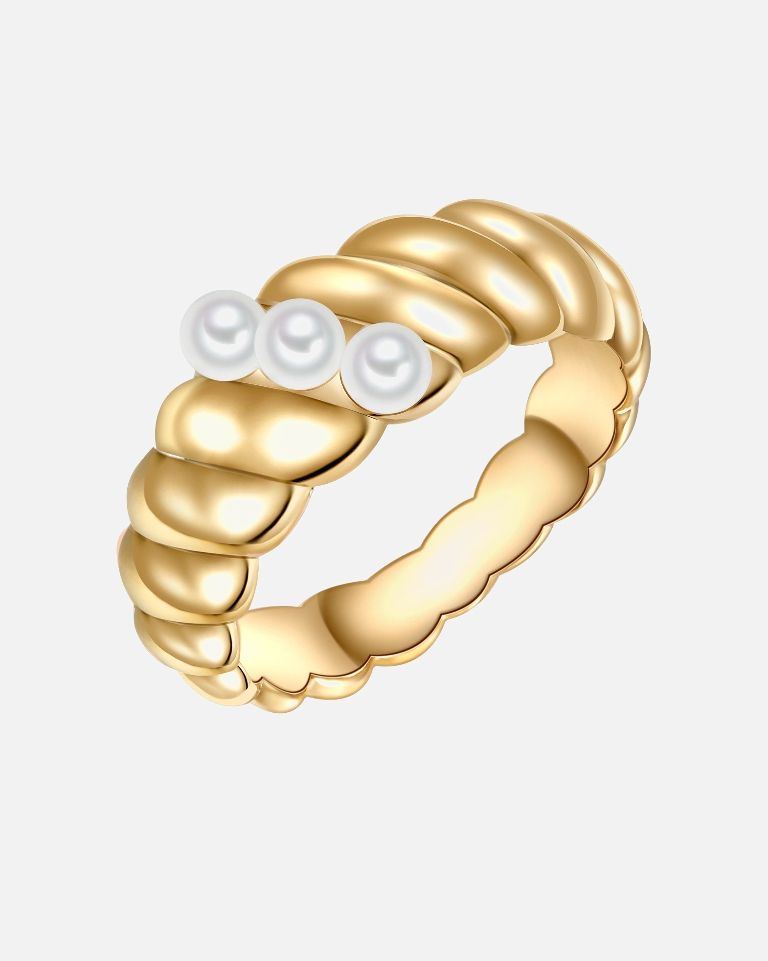 Ring für Weiblich Lulu & Jane Perlen-Ring Messing Muschelkernperle in Gelbgold 52