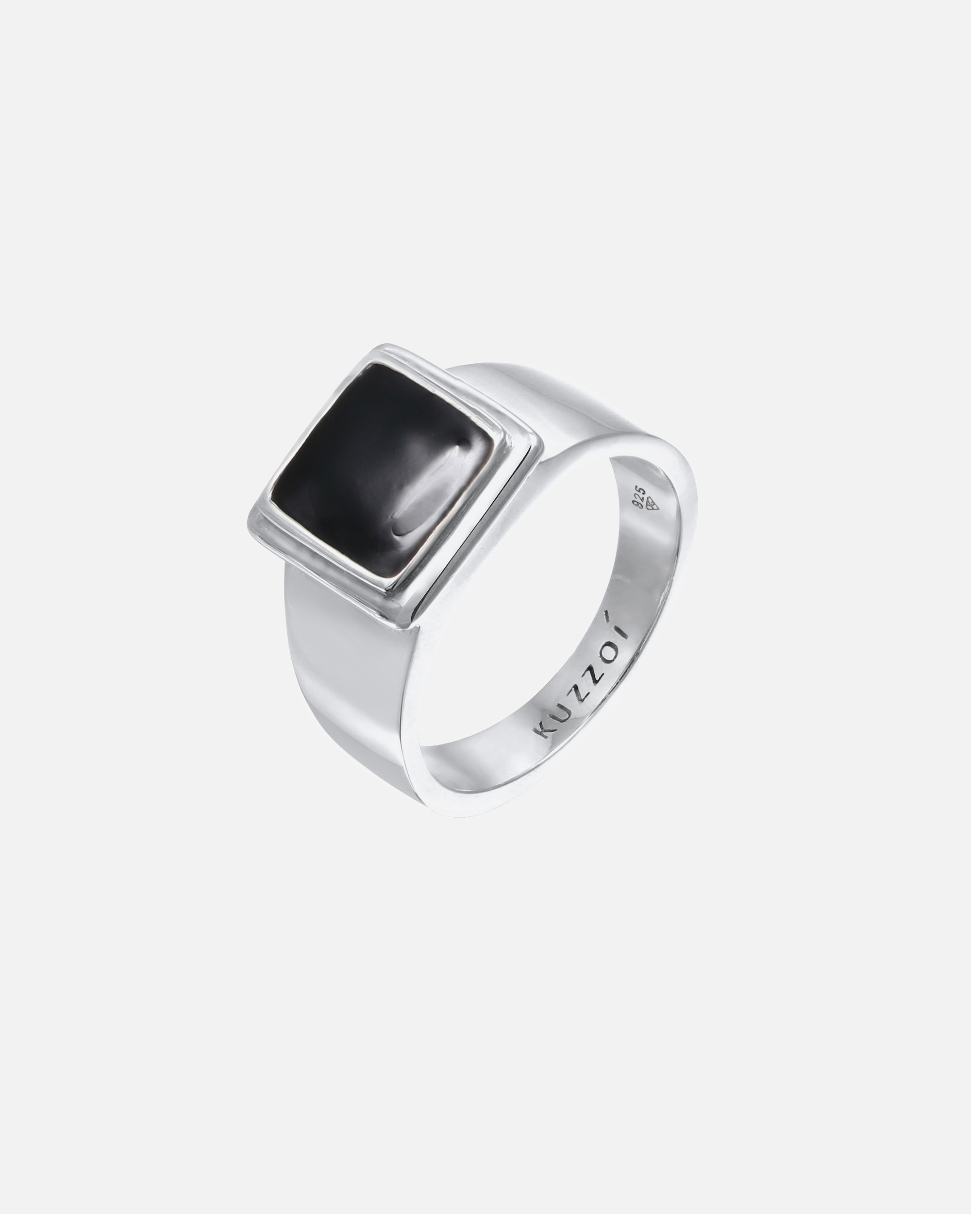Ring für Männlich KUZZOI Siegelring Quadrat Emaille 925 Silber 60